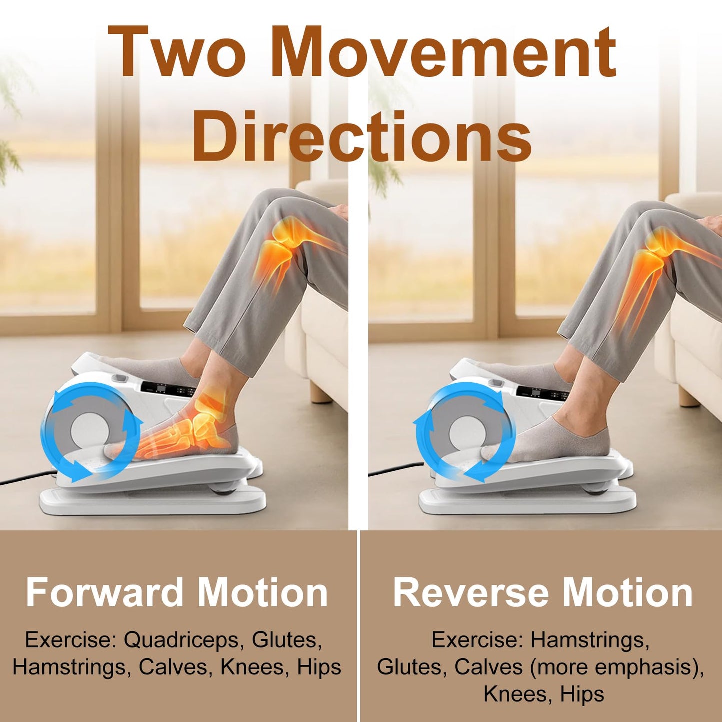 VIVURN® 028 Under Desk Elliptical 12 Speed 5 Modes Motorized Leg Exerciser While Sitting for Seniors As Seen on TV Low Impact Electric Pedal Exerciser with Non-Slip Mat Quiet for Home and Office