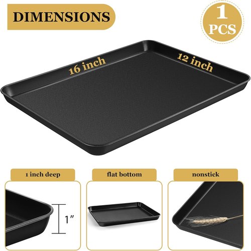 E-far Non-Stick Baking Sheet - 16x12 Inch Carbon Steel Cookie Pan for Oven Roasting & Baking