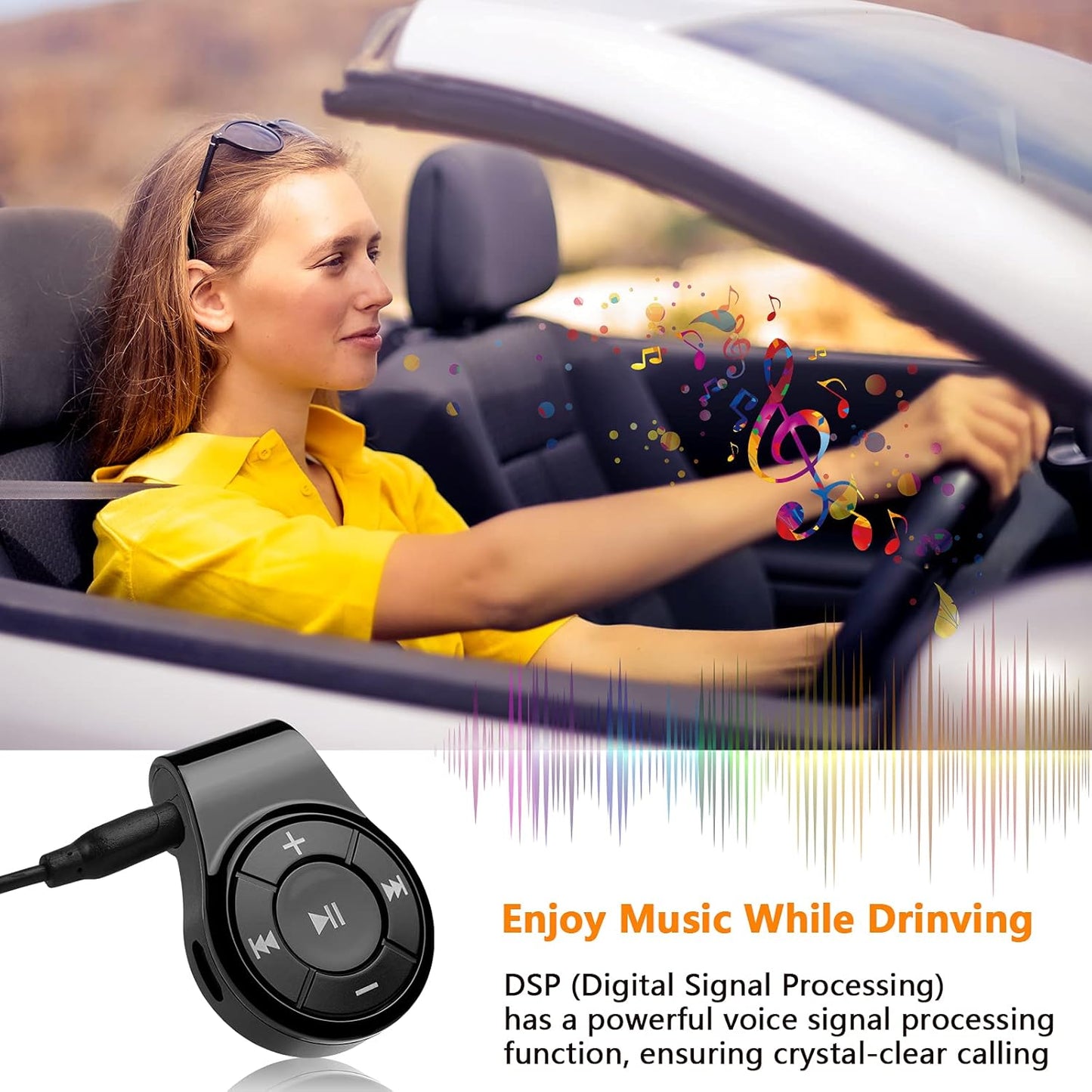 Bluebyte 5.0 Bluetooth Receiver/Car Kit, Clip Wireless Audio Receiver for Headphones car Audio,Wireless Adapter Support