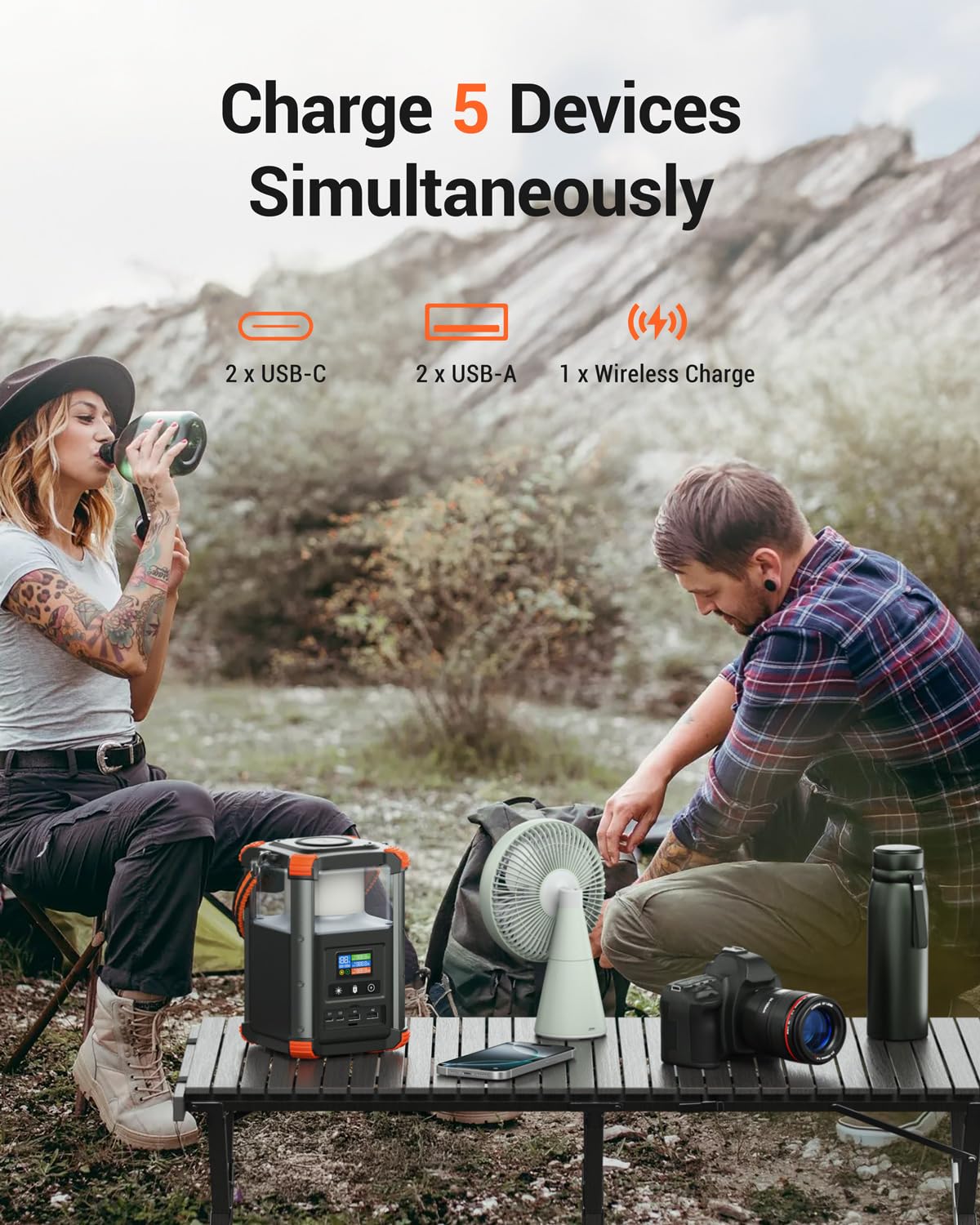 BLAVOR Portable Power Station, 236.8Wh/64,000mAh Outdoor Generator, 100W+65W USB C Two-Way Fast Charging Small Generator, 15W Wireless Power Bank with Camping Lantern for Camping, and Home Emergencies