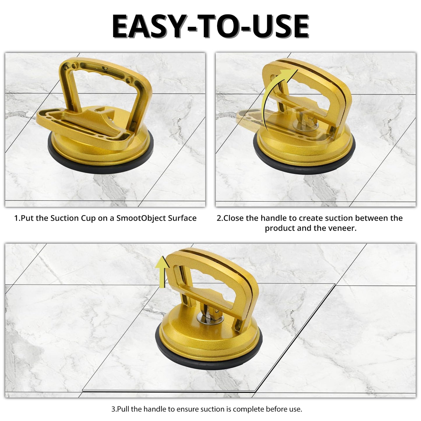 MAKERELE Thickened Aluminum Alloy Vacuum Suction Cup Heavy Duty Glass Lifter Suction Cups for Glass &Granite&Tiles&Mirror Lifting