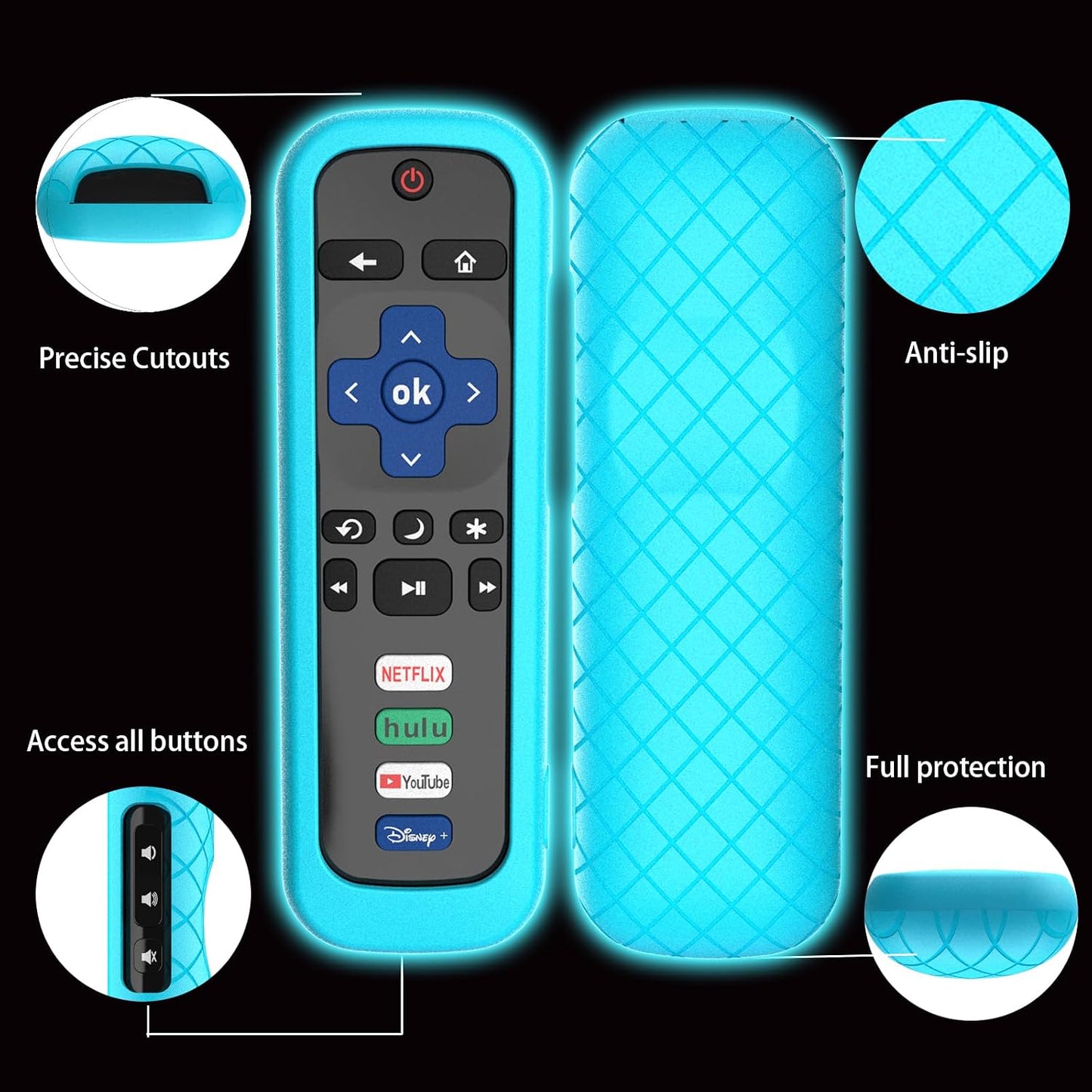 Siliveil Cover for Roku Stick Remote, Case Compatible with Hisense TV Controller, Silicone Sleeve for TCL Smart TV