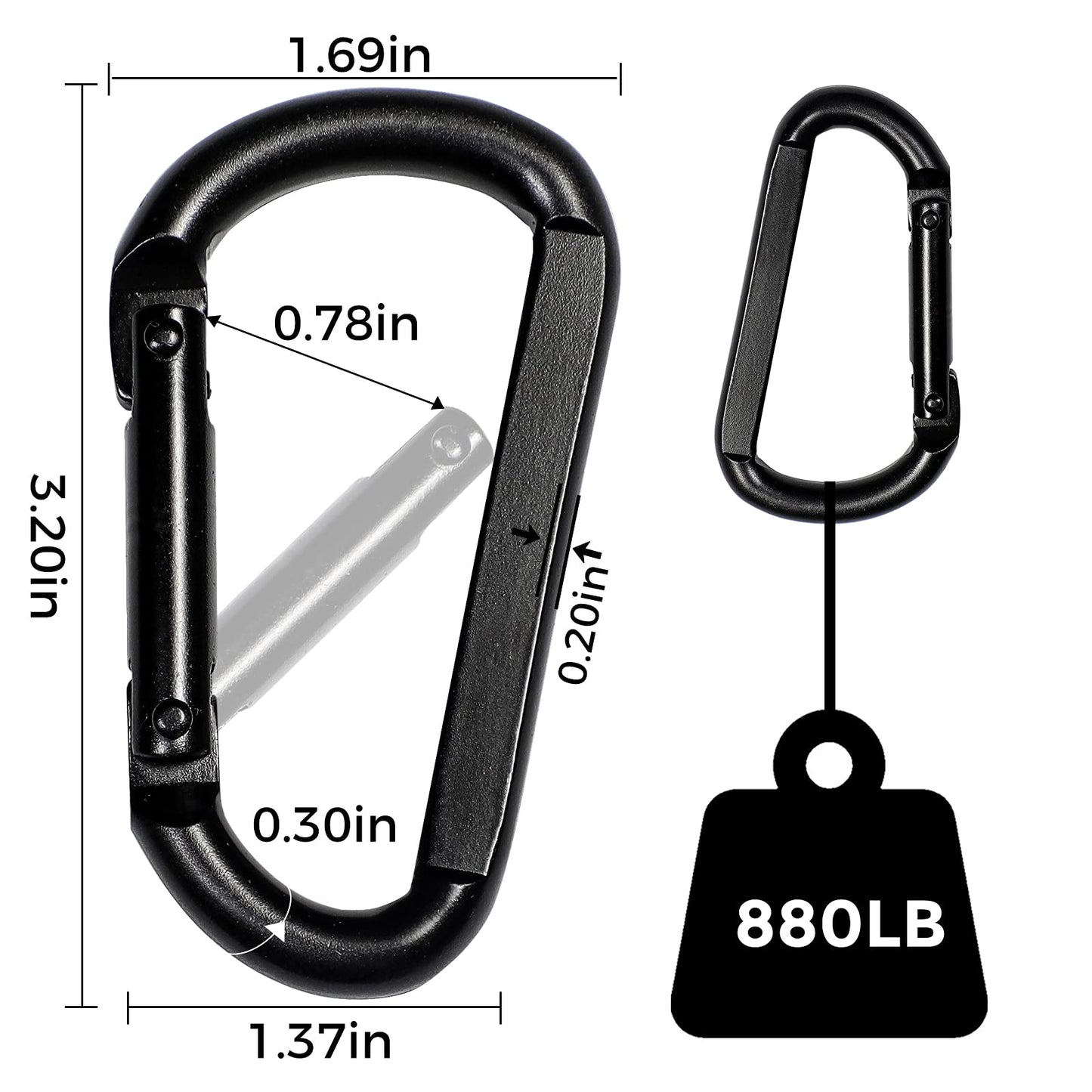 INNSTAR Cable Attachments for Gym, Heavy Cable Handles with Solid ABS Core Grips, D Handle Cable Attachment, Cable Machine Handles for Resistance Bands (Black Clips)