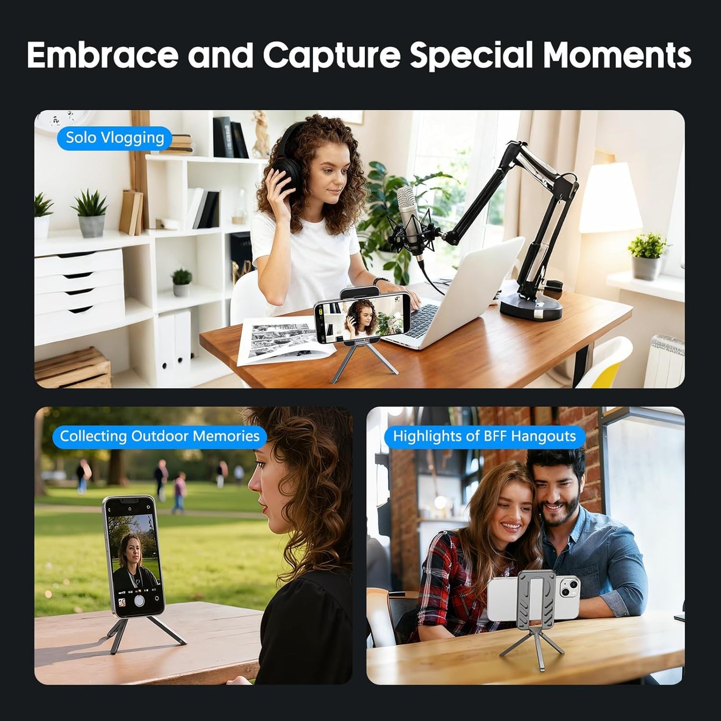 CAMOLO GEEK MG-04 17 16 15 14 13 12 Magnetic Phone Tripod Stand Selfie Stick, Foldable Lightweight Portable Travel