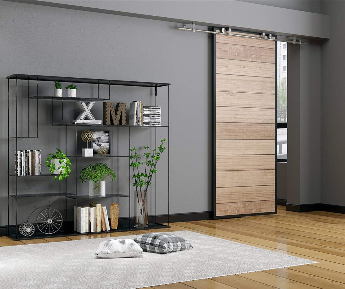 DIYHD 6FT Stainless Steel Flat Roller Ceiling Mount Sliding Barn Door Hardware