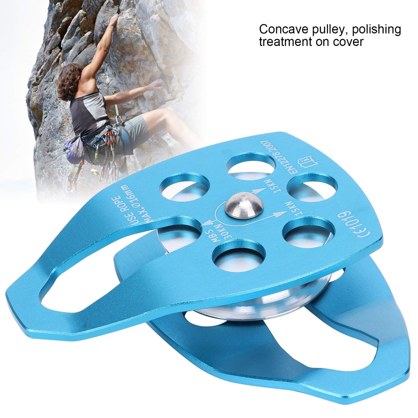 lvifloae Outdoor Mountaineering Climbing Large Sideplate Single Sheave Aluminum Rope Pulley Single Sheave
