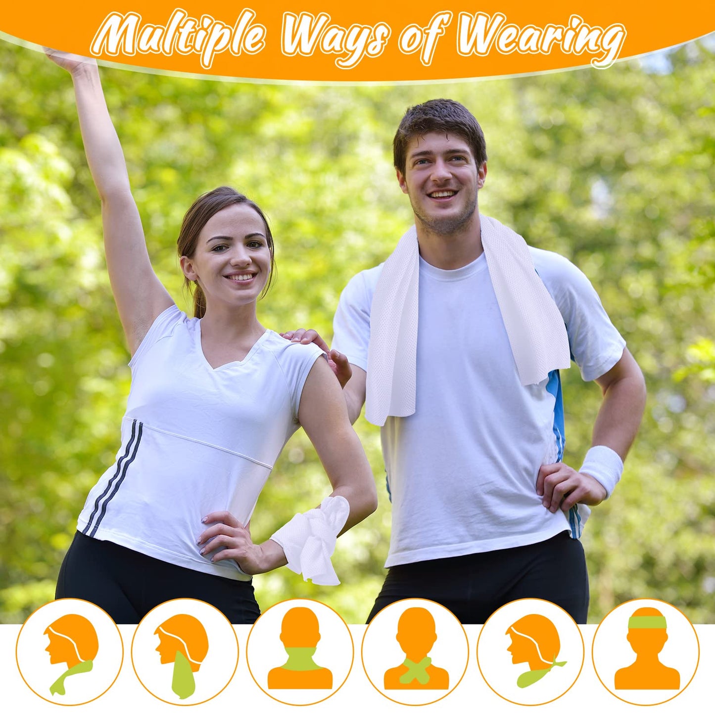 20 Pcs Cooling Towel 40" x 12" Ice Towel for Neck and Face Microfiber Chilly with Bag Breathable Yoga Gym Stay Cool Towels Sweat Rag for Workout Running Camping Pilates Beach Accessories (White)