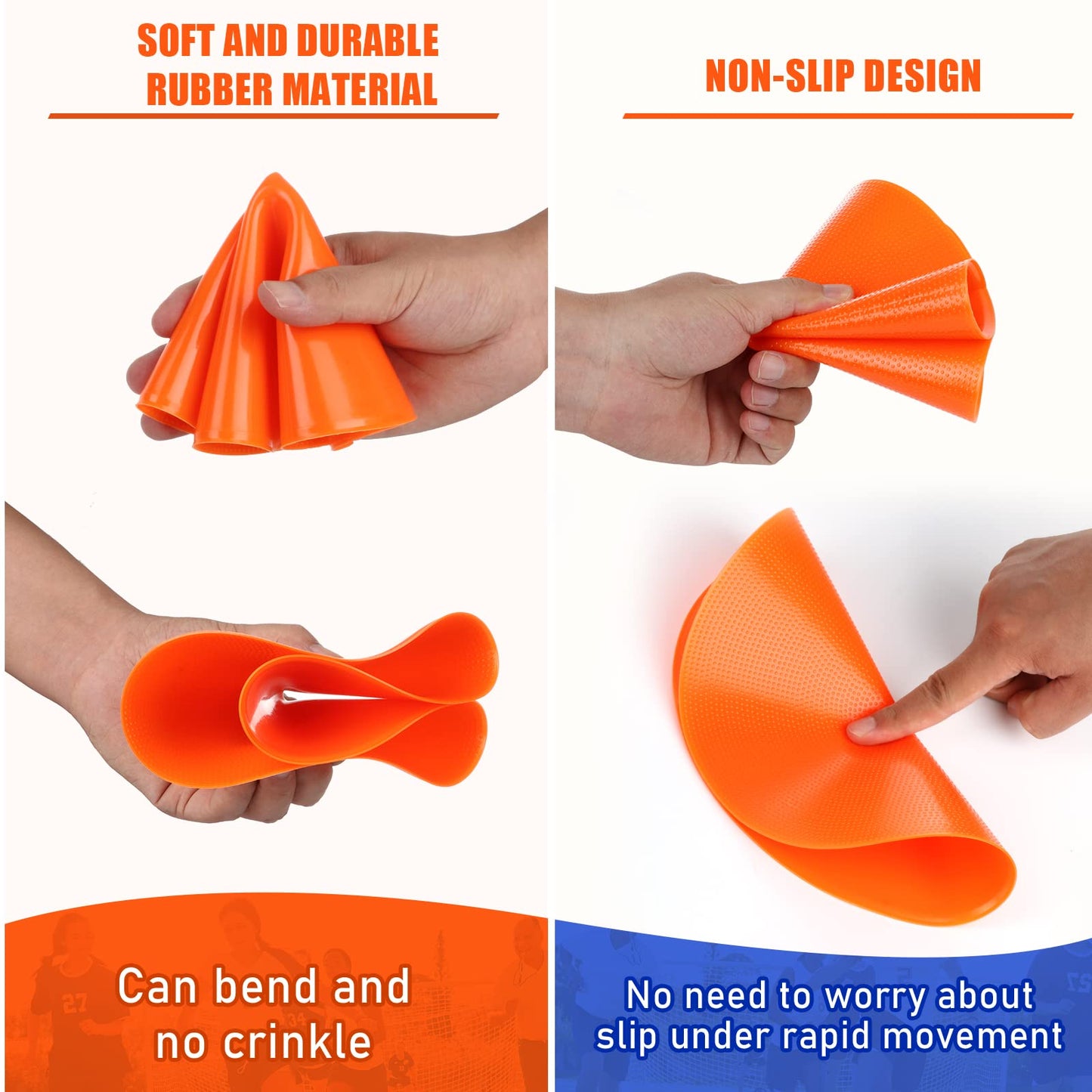 SIFENYU Spot Markers 9inch Rubber Agility Dots Flat Cones Non Slip Sports Dots Floor Spots Agility Markers for Kids Soccer Football Basketball Speed Agility Training (Orange, 12)