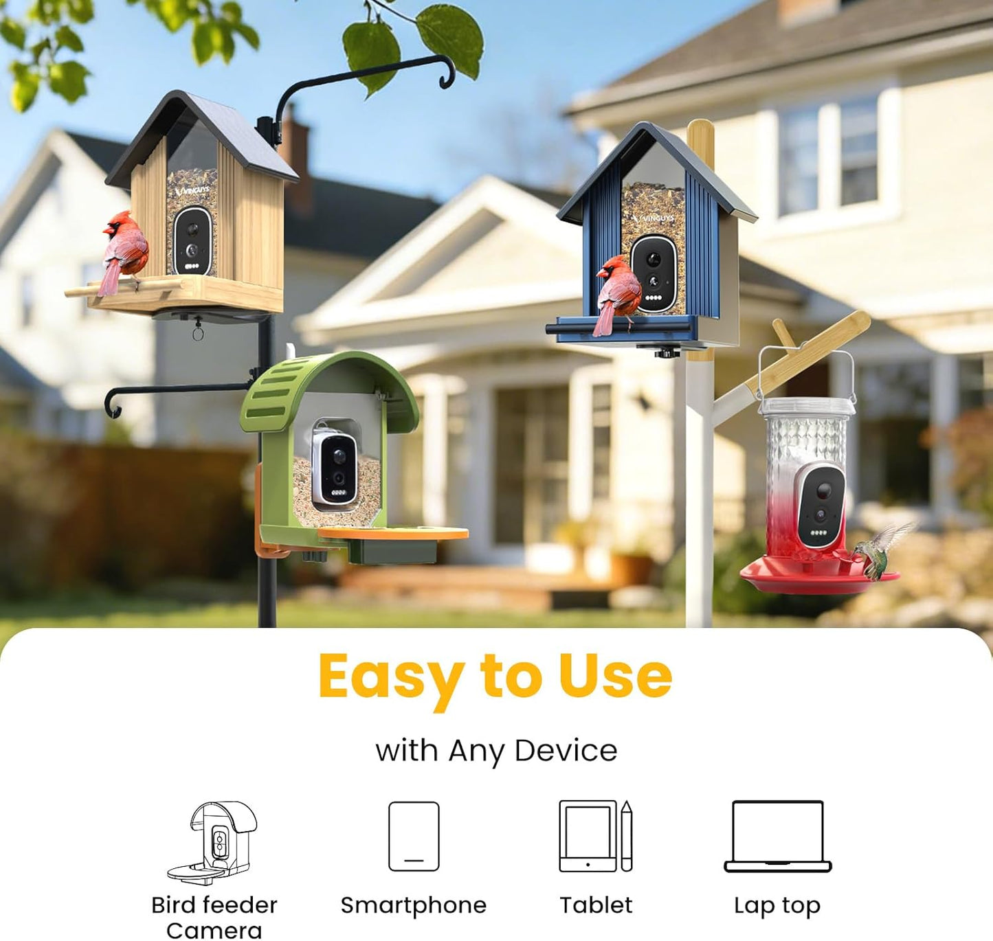 WLNYUGS 64GB 4K to100MB/s, U3, V30, A1, TF Card, No Cloud Subscription Needed Anymore, Ideal for Bird Feeder Camera, Up