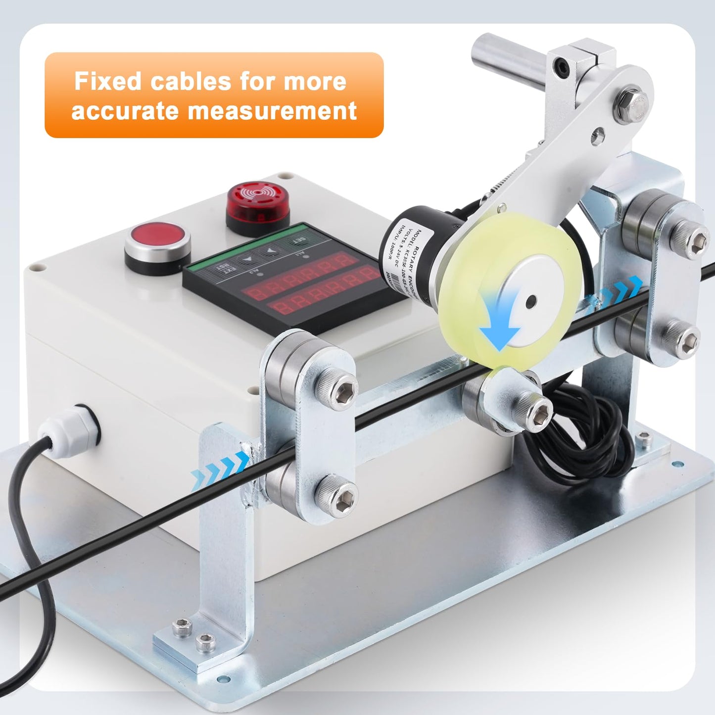 JIAWANSHUN Digital Wire Cable Length Meter Counter Measured Wheel in Feet Inches Meter Yard, Alarm, Initial Value Setting Input 100-240V