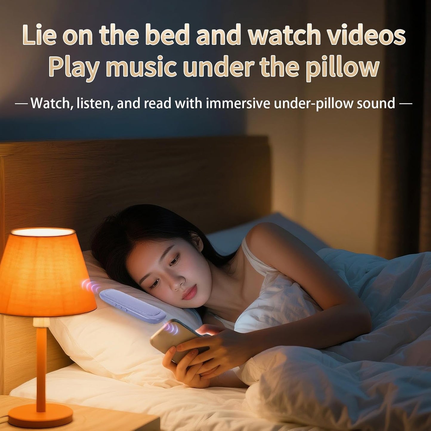 VBESTLIFE Pillow Speaker for Sleeping, Mini Bone Conduction Bluetooth Under Pillow Speaker, Sleep Timer, for Side