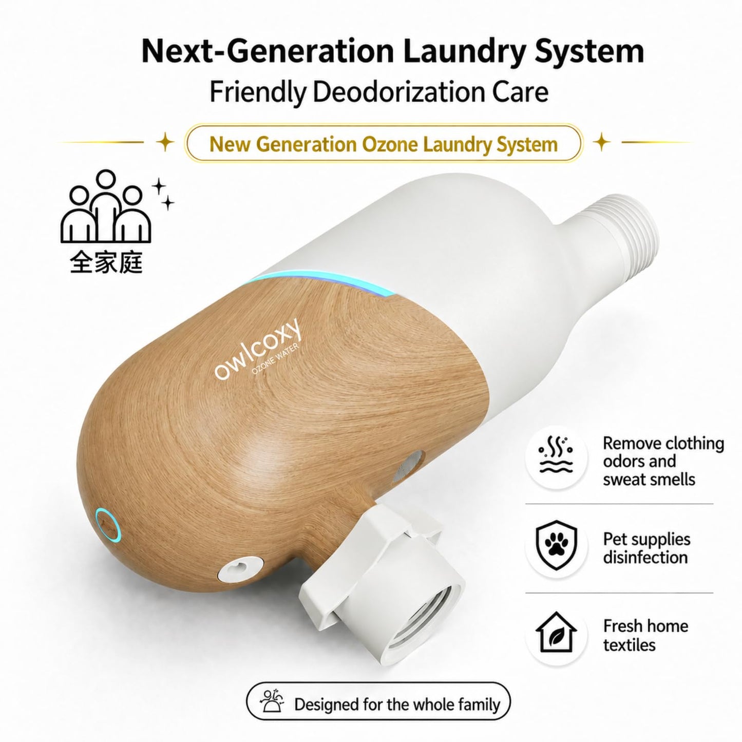 Portable Ozone Laundry System, Chemical‑Free Fabric Sanitizer and Deep Cleaner, Universal Odor Eliminator for Washing Machine, Home Fabric Freshener for Clothes, Bedding and Towels