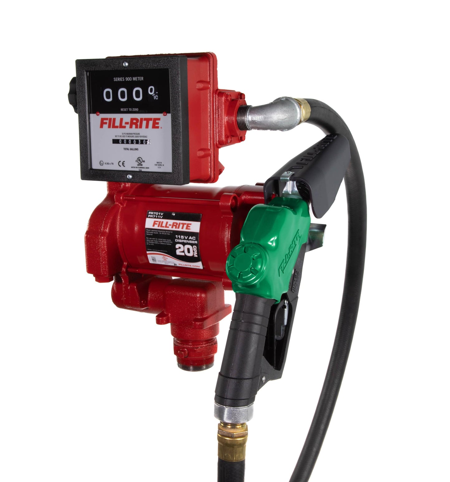 Fill-Rite FR711VA 115V 20 GPM Fuel Transfer Pump with Mechanical Gallon Meter Package - Heavy-Duty Electric Pump with High Flow Rate and Durable Construction
