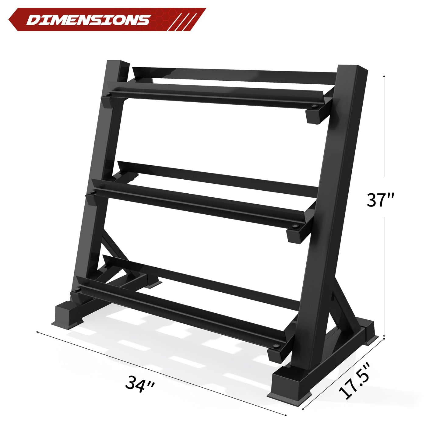 Zlinke 3-Tier Dumbbell Rack Multilevel Weight Storage Organizer for Home Gym, Weight Rack for Dumbbells, Kettlebells, 1100LBS (Rack Only)