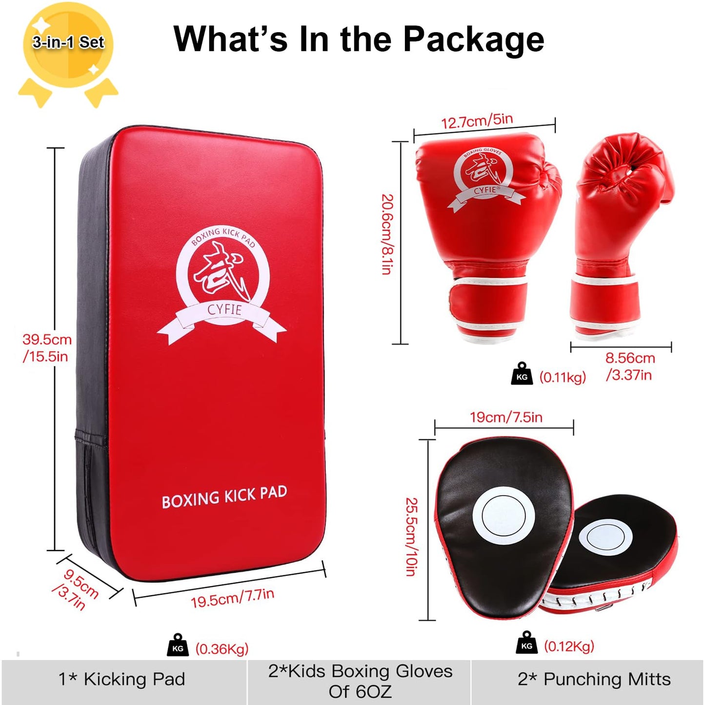 CYFIE Boxing Equipment Kids, Kicking Shields Pads Training Gloves Punching Mitts for Karate, Muay Thai, Taekwondo, Martial Arts Home Gym Workout, Karate Kick Pads for Toddler, Youth, Women (Red)
