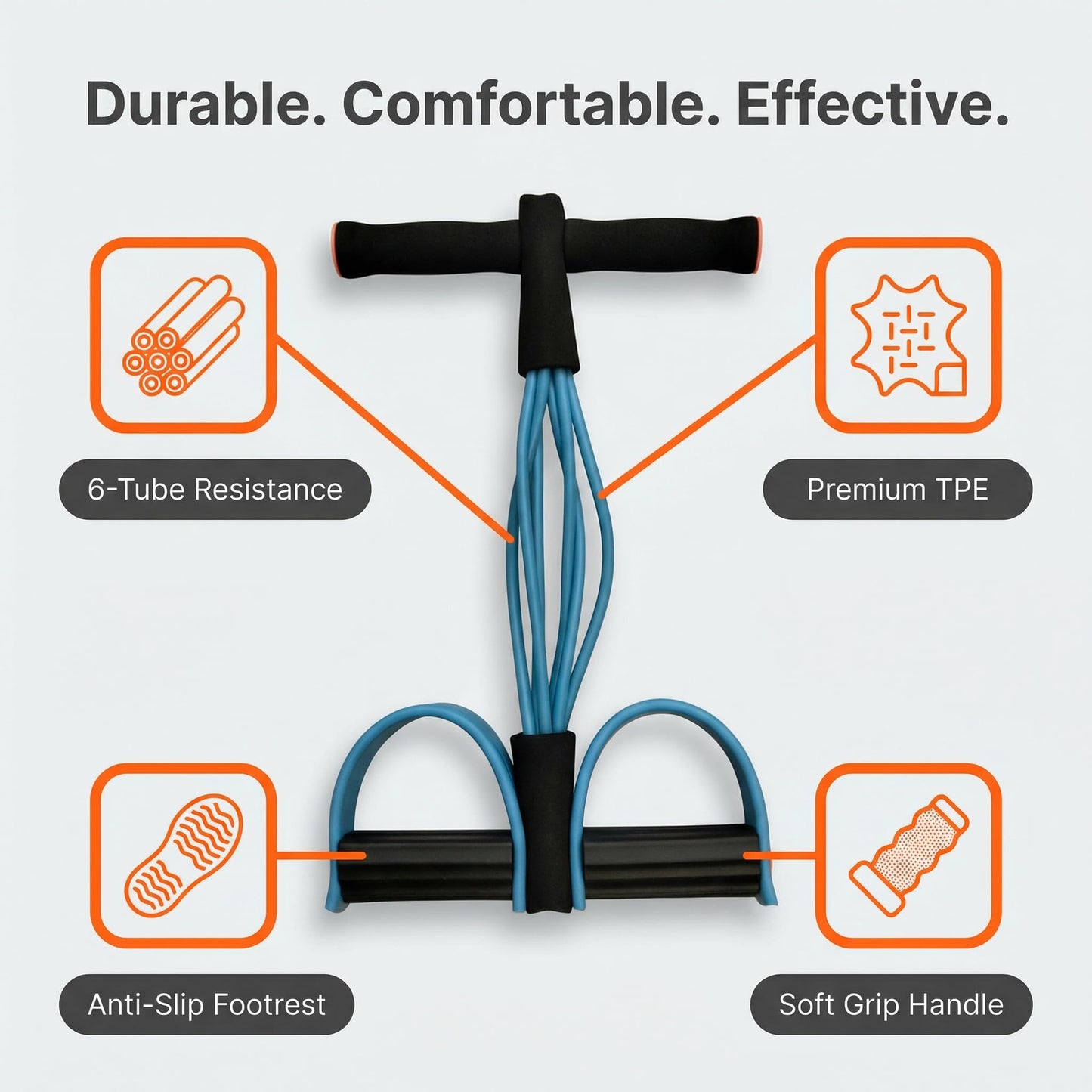 Upgraded Durable 6-Tube Pedal Resistance Strap with Handle, Natural Rubber Fitness Resistance Band, Multifunctional Exercise Band for Abdominal, Waist, Arm, and Leg Shaping Training