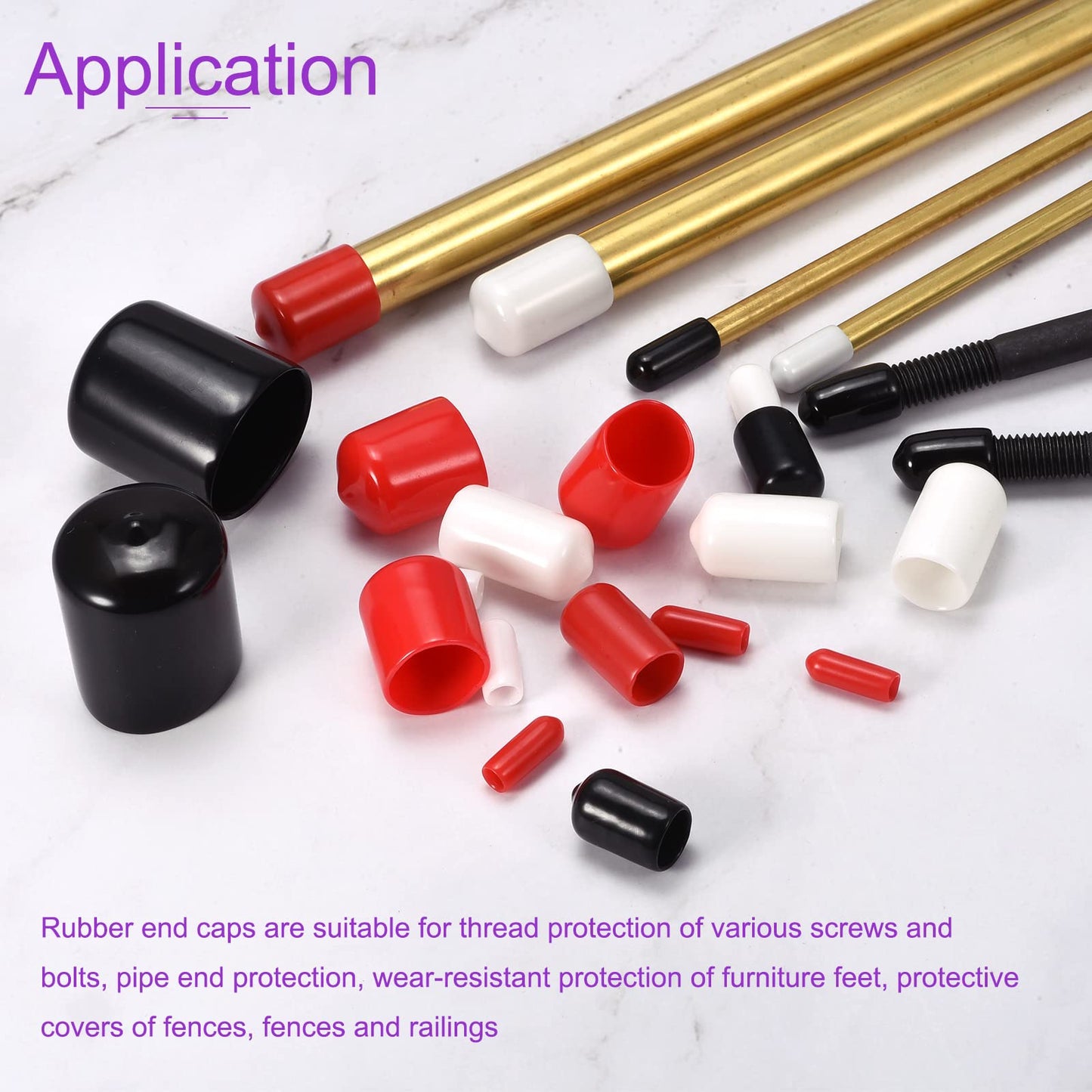 DMiotech 100 Pack 1/8" ID Red Screw Thread Protectors Rubber End Caps Bolt Covers for Screw Bolt Furniture Pipe