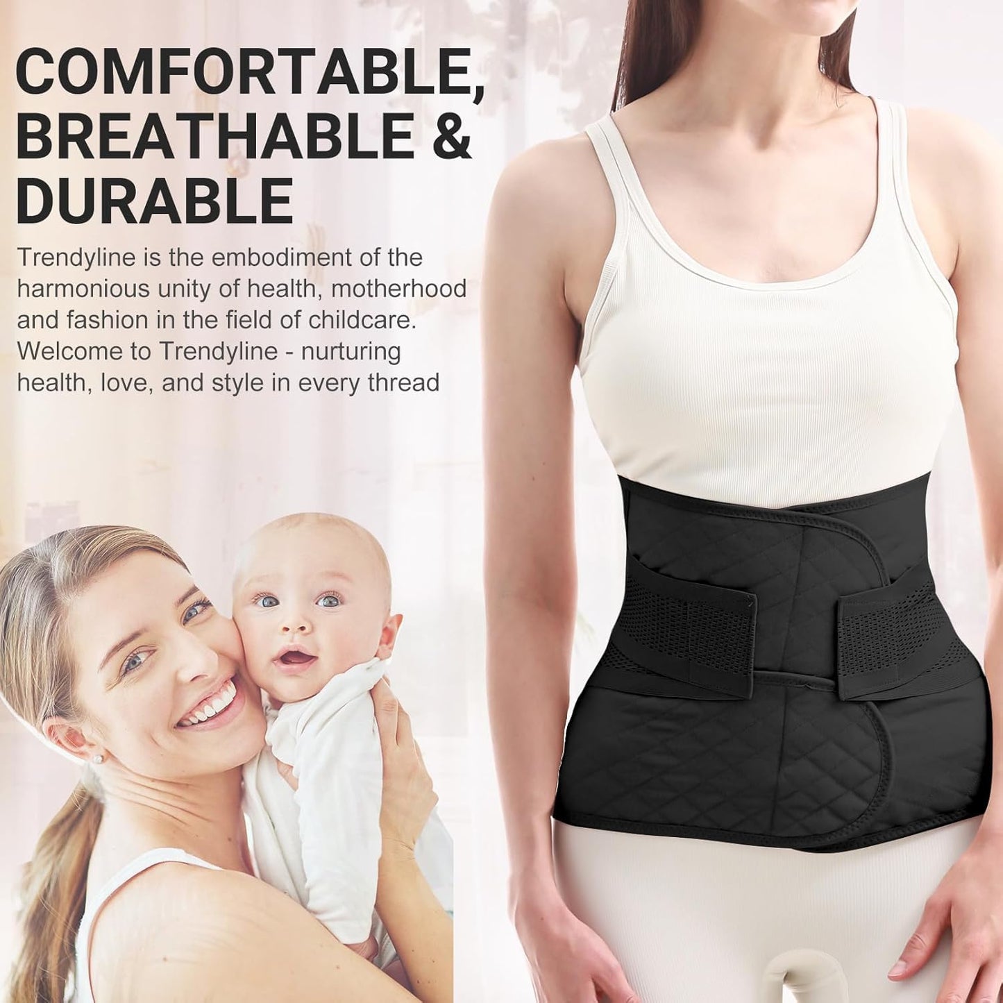 Trendyline Postpartum Belly Band Wrap: Abdominal Binder Post Surgery Postpartum Belly Wrap Post Partum Binder - C Section Recovery Support Belt Post Partum Girdle Stomach Hysterectomy Belly Band