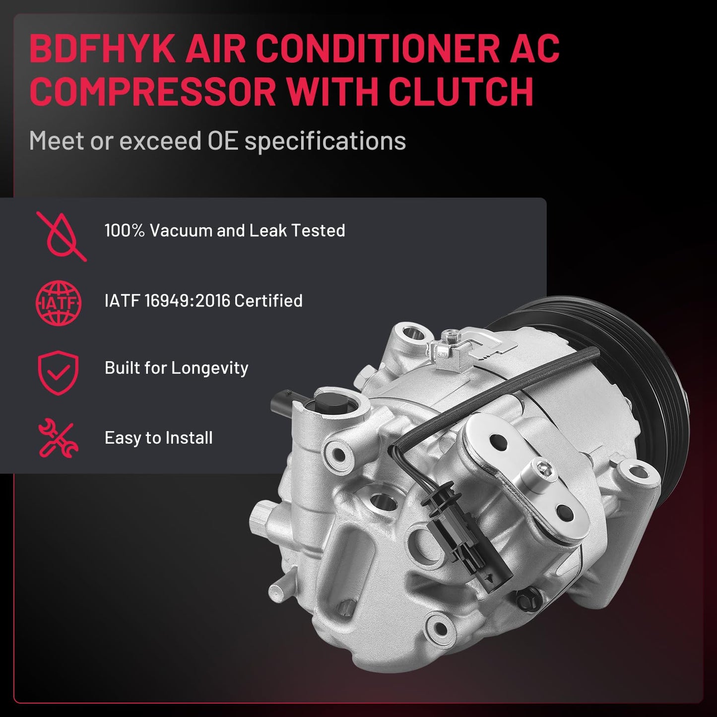BDFHYK 158271 Air Conditioning A/C Compressor Compatible with Chevy Cruze 2012 2013 2014 2015 2016 L4 1.4L, Cruze Limited 2016 L4 1.4L