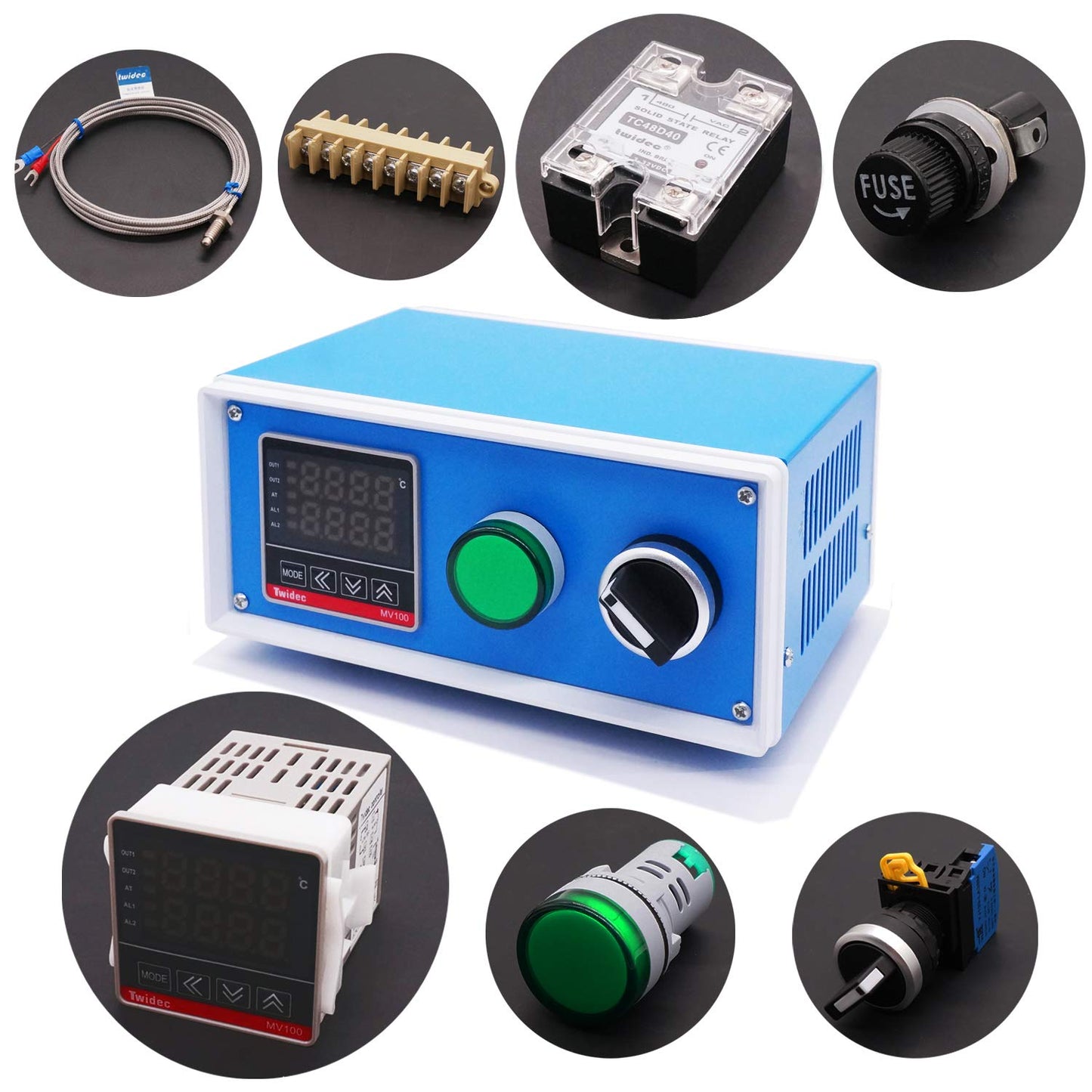 Twidec/Display PID Temperature Controllers Thermostat Box 1000W 10A 110V Temperature Temp Control Box with Solid State Relay SSR 40DA Oven Thermostatic Control Box