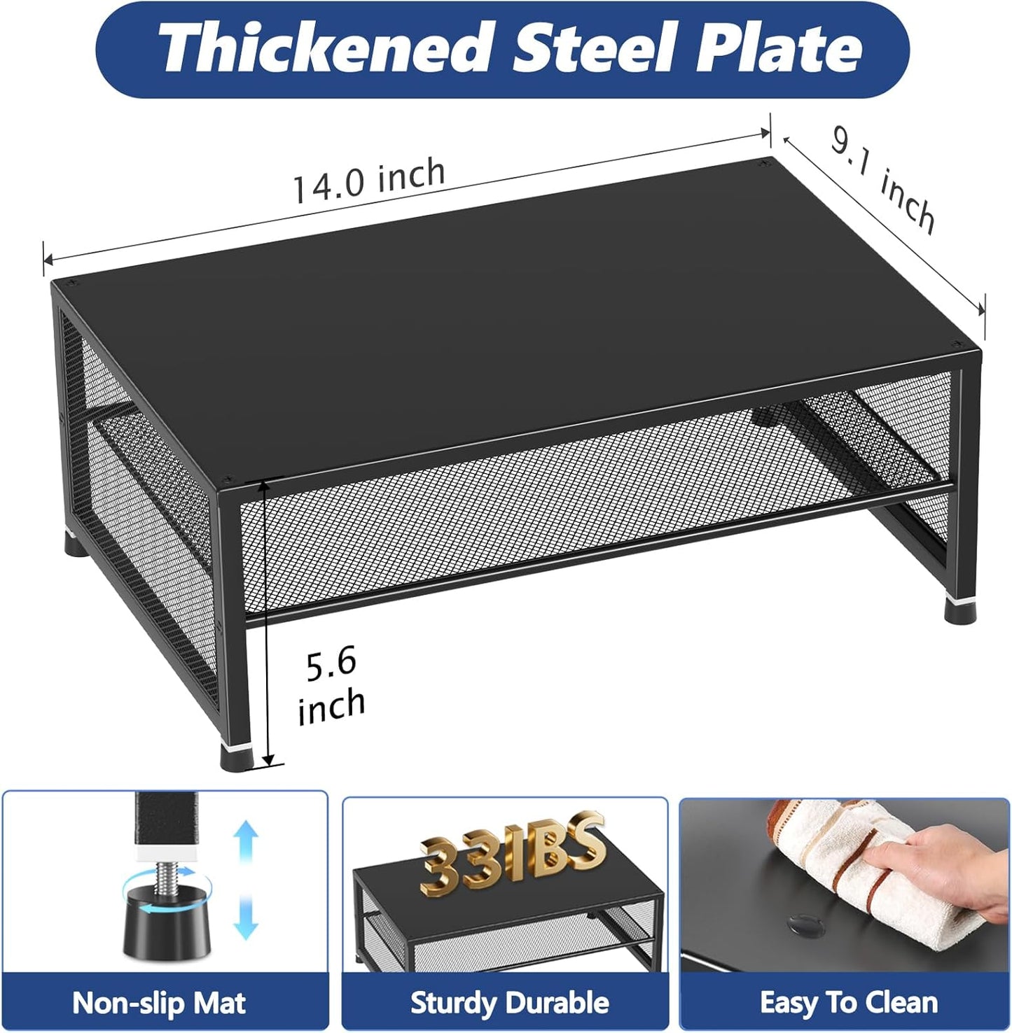 2-Tier 2-Pack) ECOLOVI Computer Monitor Stand Riser, Desk Organizer for Monitor, Printer & Laptop Stand, Desktop