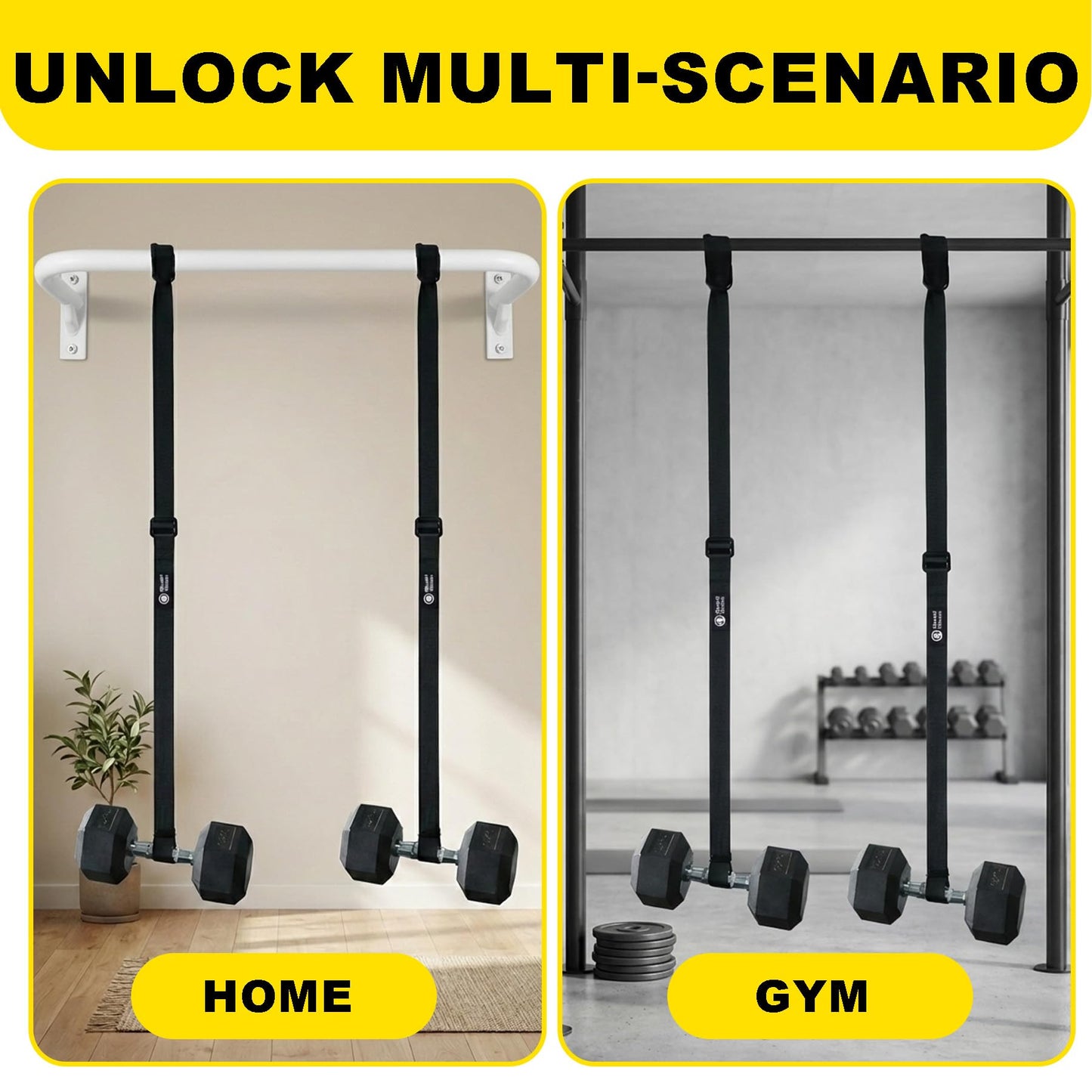 Dumbbell Spotter Straps with Safety Locking Buckle, Adjustable Height Hanging Straps for Chest Bench Press, Heavy Duty Barbell Rack Attachment for Home Gym Solo Training, Prevents Accidental Drops