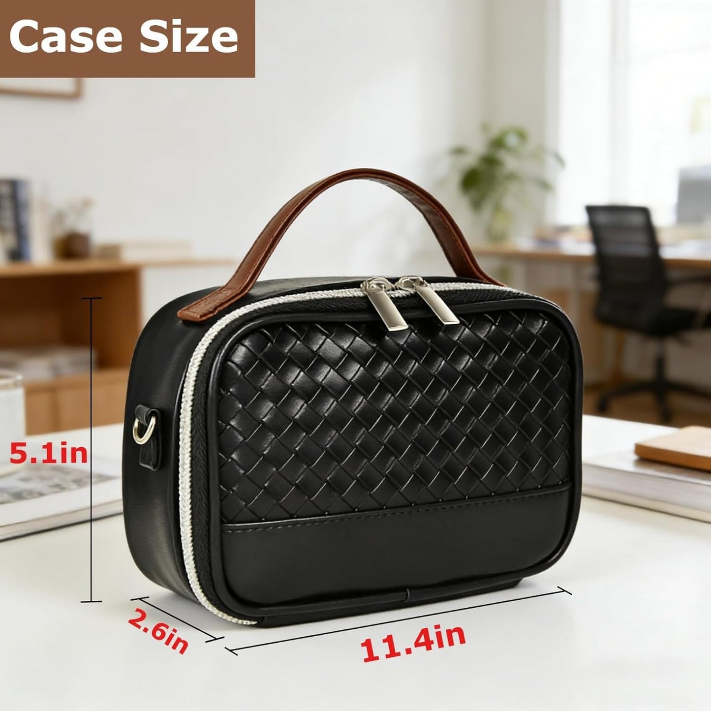 Tanmqin Commute, Electronic Organizer with Shoulder Strap, Premium Mixed-Fabric Accordion Tech Pouch for Travel & Large