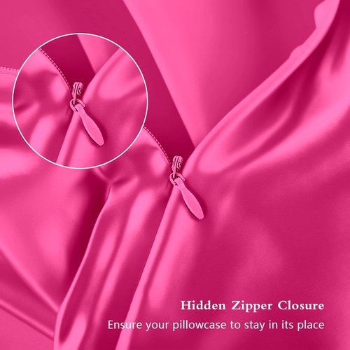Mulberry Silk Pillowcase Set by Skiennix - Anti-Acne & Hair Care | King Size, Hot Pink, 2 Pack