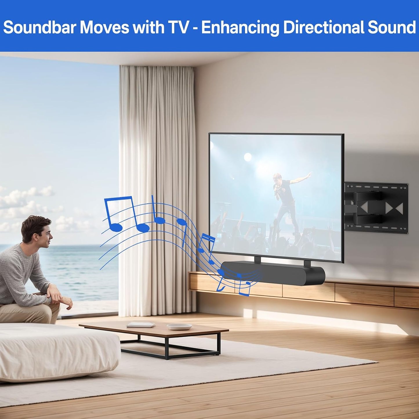 Yibracki Heavy Duty Soundbar Mount for Sonos Ray TV Mount - Height Adjustable Soundbar TV Mount for Sonos Ray Mounting