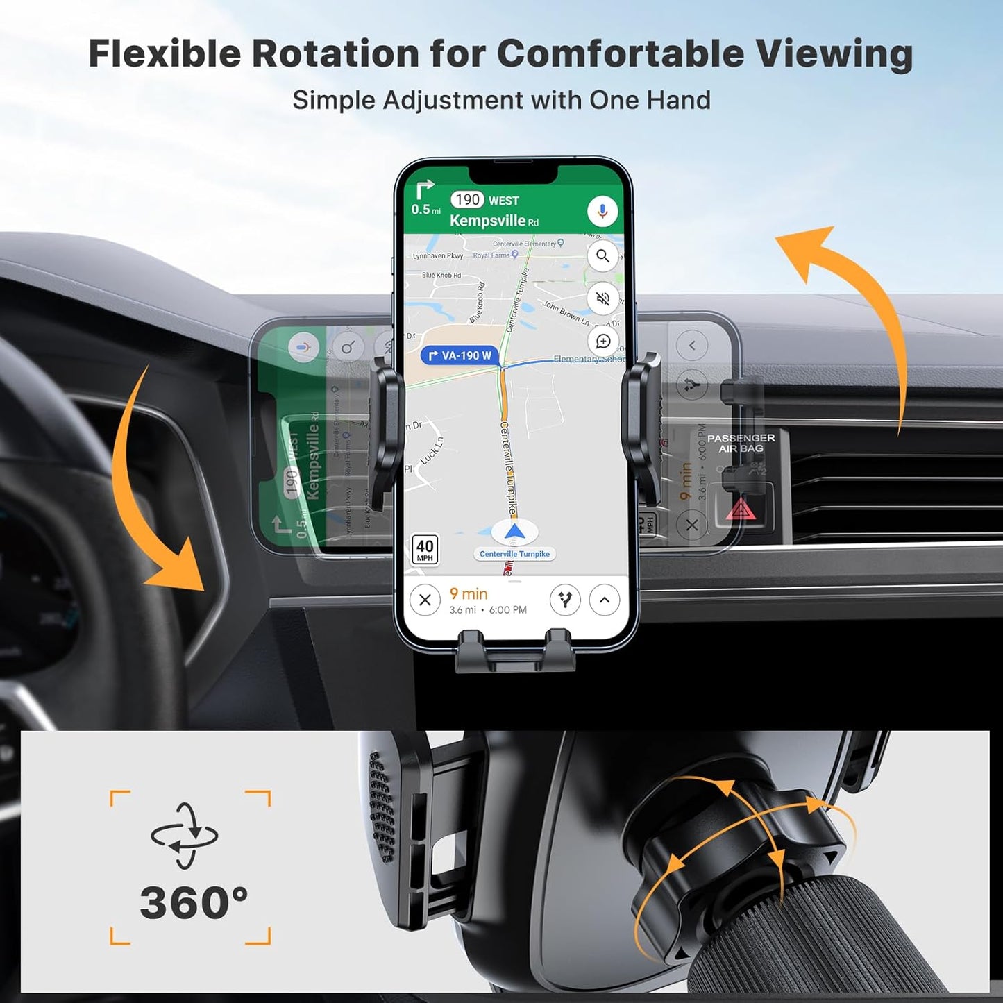 Miracase 2 Pack Phone Holders for Your Car with Metal Hook Clip, Air Vent Cell Phone Stand Car Mount, Universal