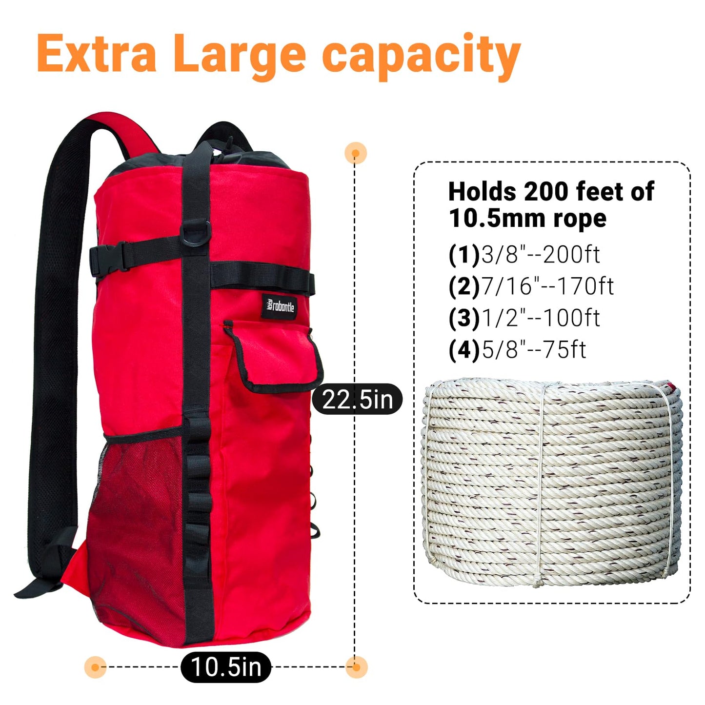 Brobantle Climbing Rope Bag,Large Capacity Arborist Tree Rope Storage Bag,Waterproof Outdoor Rock Climbing Gear Bag