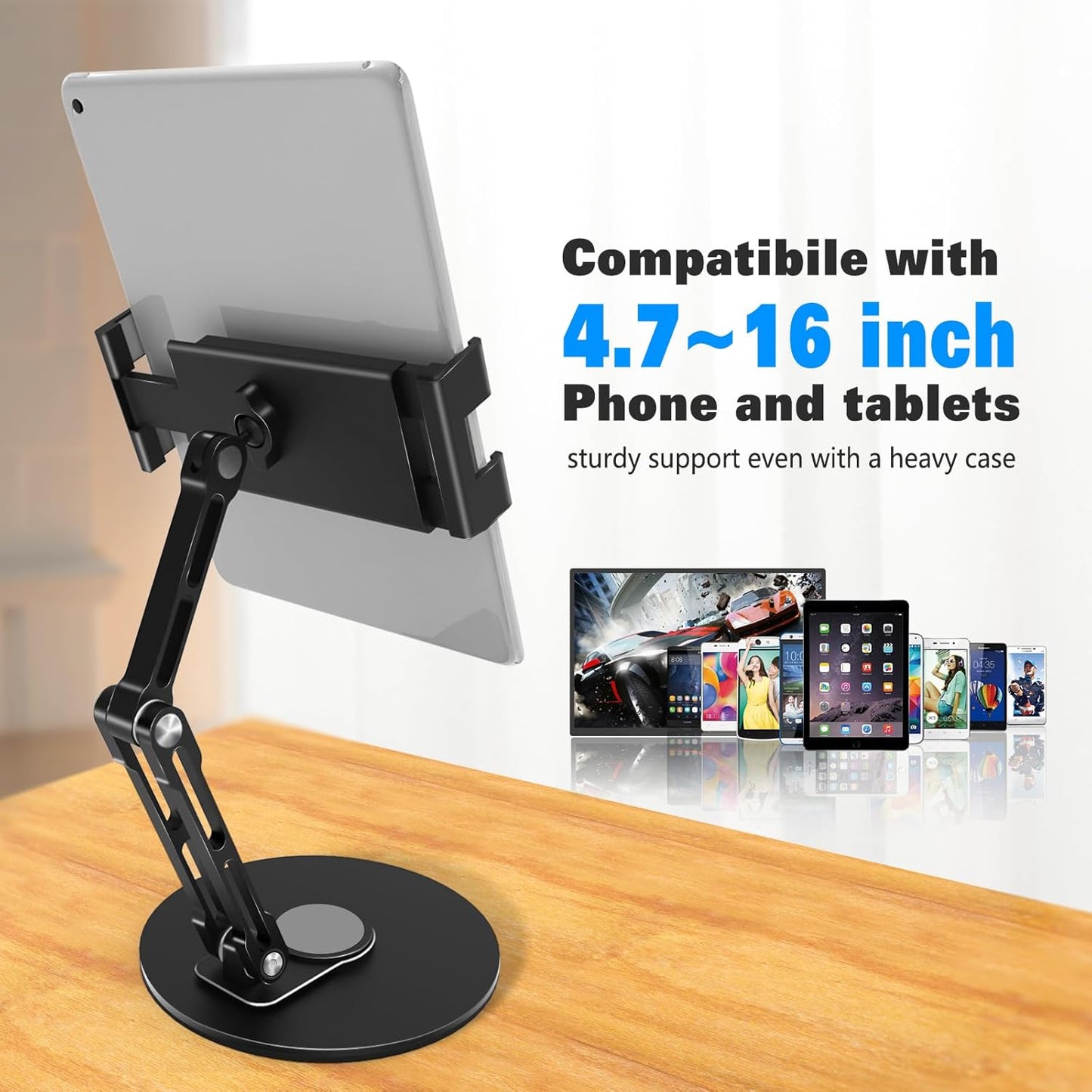 Bimo 15.6'',16'',360Rotate 4.7''-16'' Tablet Stand Holder for ipad,Portable Monitor Stand Holder for Base