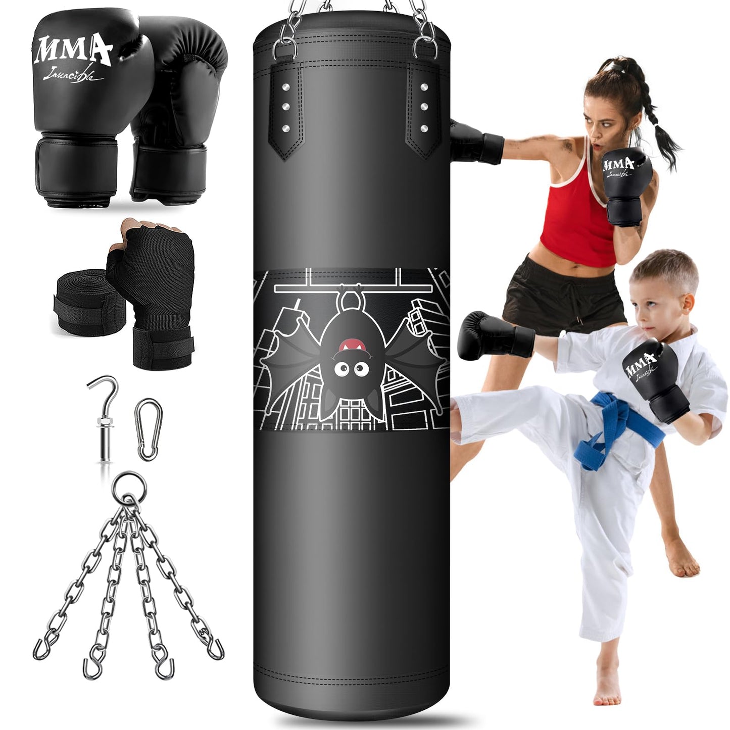 Punching Bag for Kids, 2.7FT Hanging Boxing Bag with Boxing Gloves, Kids Boxing Set Kickboxing Bag for Youth Boxing Karate Muay Thai Kick Taekwondo Training