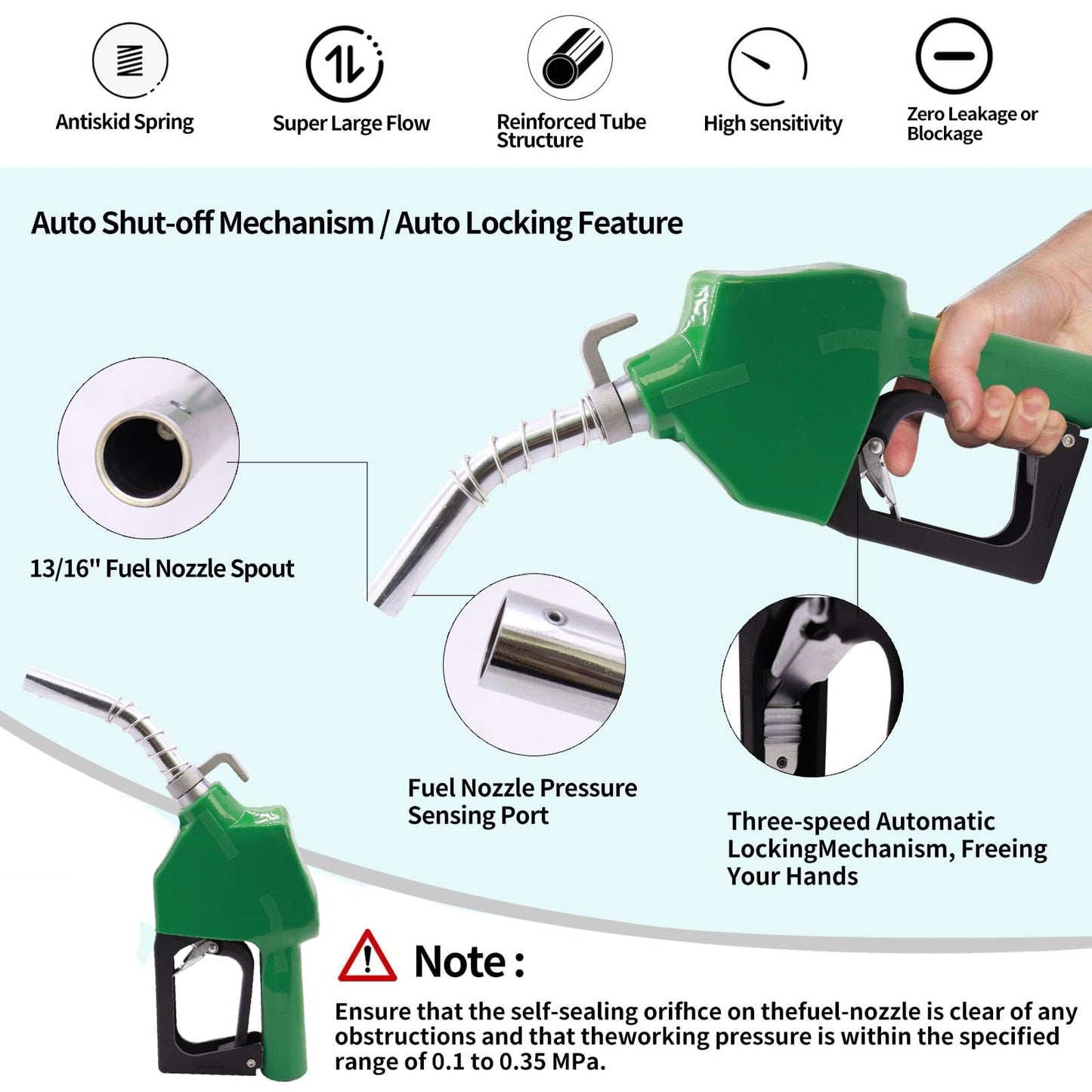 BORRITT 110-120V 550W Diesel Transfer Pump,Electric Fuel Transfer Pump & 32GPM Self-Priming Pump & AUTO Fuel Nozzle & 2 Hoses NPT Threads Fitting