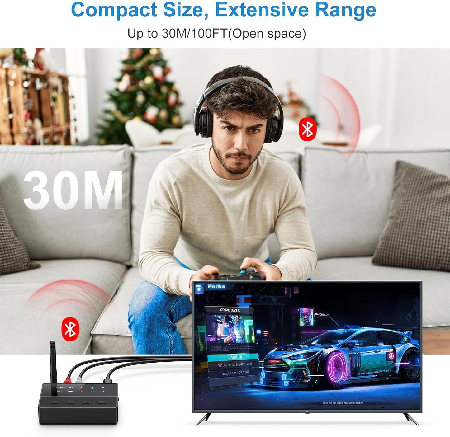 Criacr 5.3 2 1 2 Bluetooth Audio Adapter, Bluetooth AUX Adapter, in Transmitter Receiver with aptX Low Latency