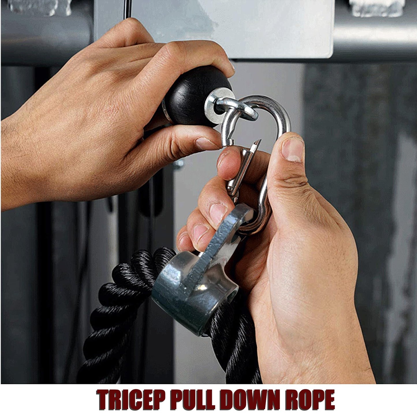 KORIKAHM Long Tricep Rope, Rope Pull Down Attachment 47 55 Inch Length Long, Tricep Rope Cable Attachment, Tricep Pull Down Rope for Home Gym Pulley System,Cable Machine Attachment (Length 47")