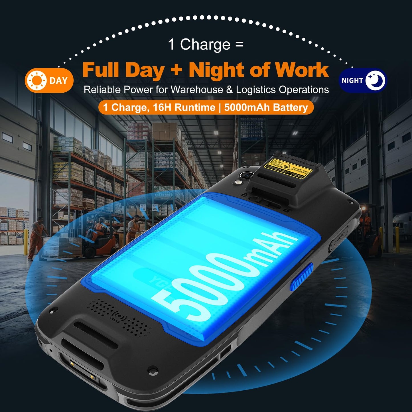 Farset F7-WiFi Android 14 Barcode Scanner PDA, 1D/2D/QR Scan Zebra Licensed Engine, WiFi, 5000mAh Removable Battery, IP67 Rugged for Warehouse & Logistics