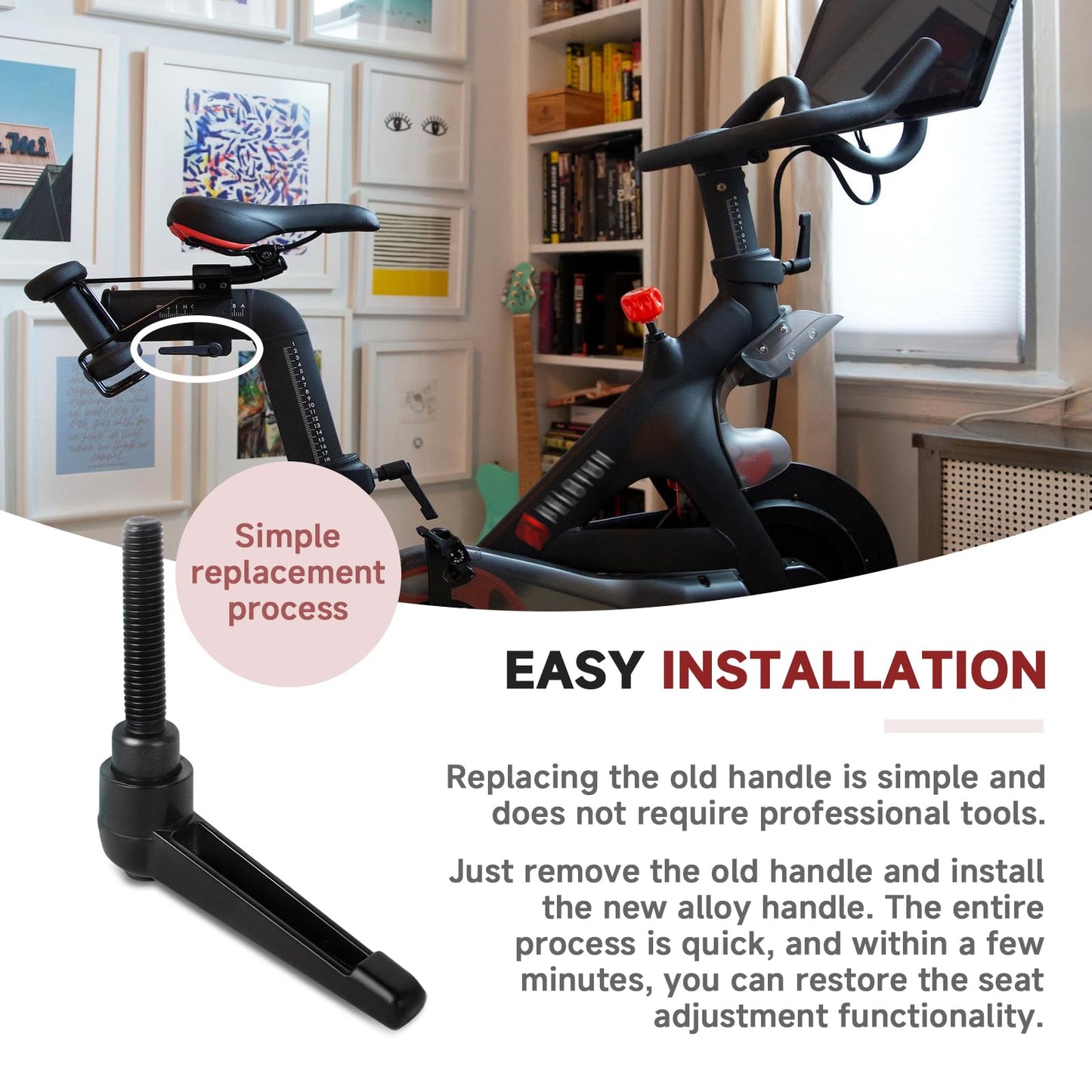 MUGLFPT Exercise Bike Horizontal Seat Bar Adjustment Lever , Compatible with Peloton Exercise Bike Replacement Handle, Adjustable Alloy L-Shaped Handle Accessory
