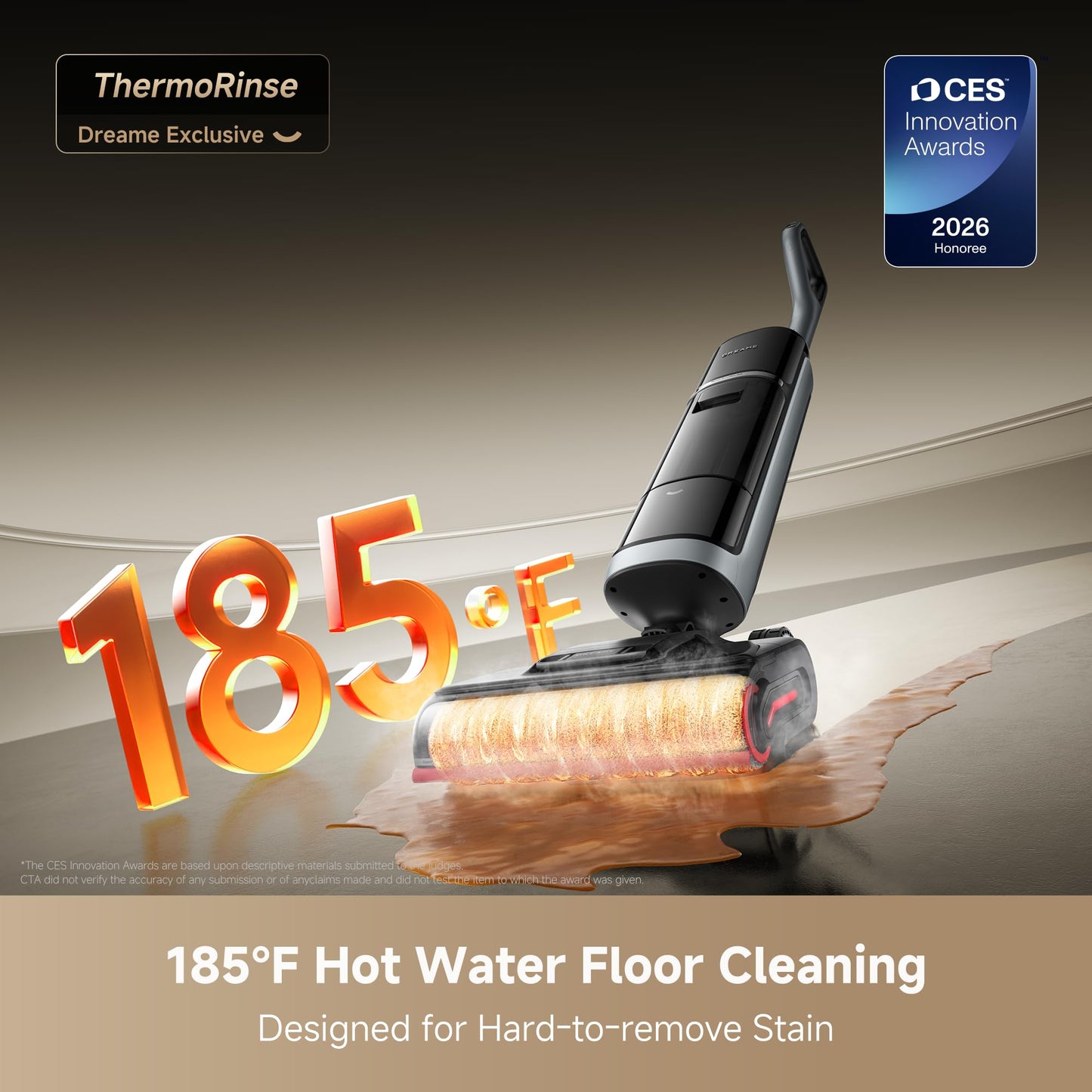 DREAME H15 Pro Heat Wet Dry Vacuum Cleaner, 185°F Hot Water Floor Cleaning, Cordless Vacuum Mop with GapFree AI Robotic Arm, 22KPa Suction, 0 Hair Tangle, 212°F Self-Clean, 194°F Hot Air Drying