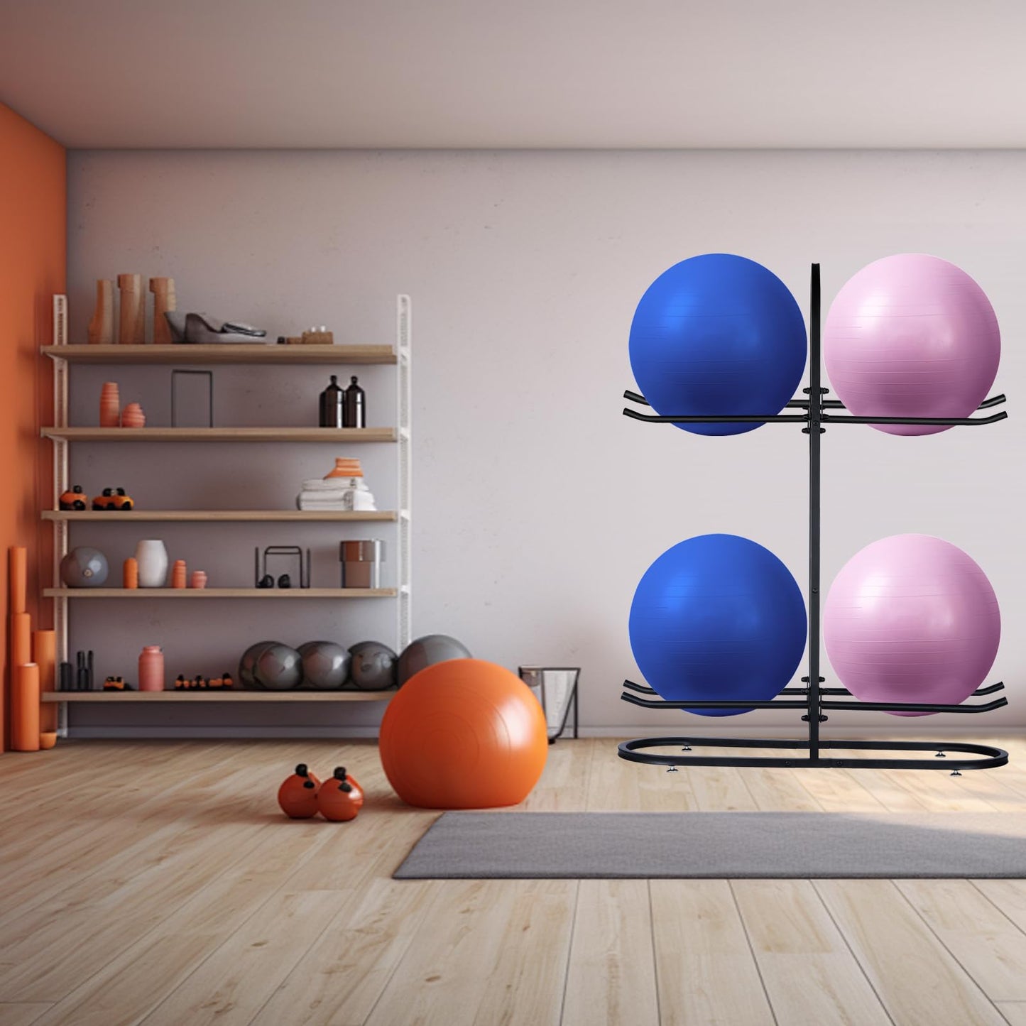 MEIPEIQIZHI Stabilising Ball Rack,Exercise Ball Holder,Medicine Ball Rack and Yoga Ball Storage Suitable for Stability Ball,Yoga Mats Home Gym and Commercial Gym
