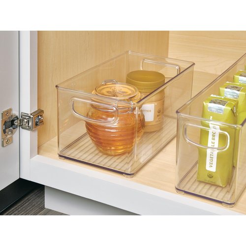 iDesign Clear Plastic Nesting Storage Bins, Set of 3, Space-Saving Organizers for Kitchen or Pantry