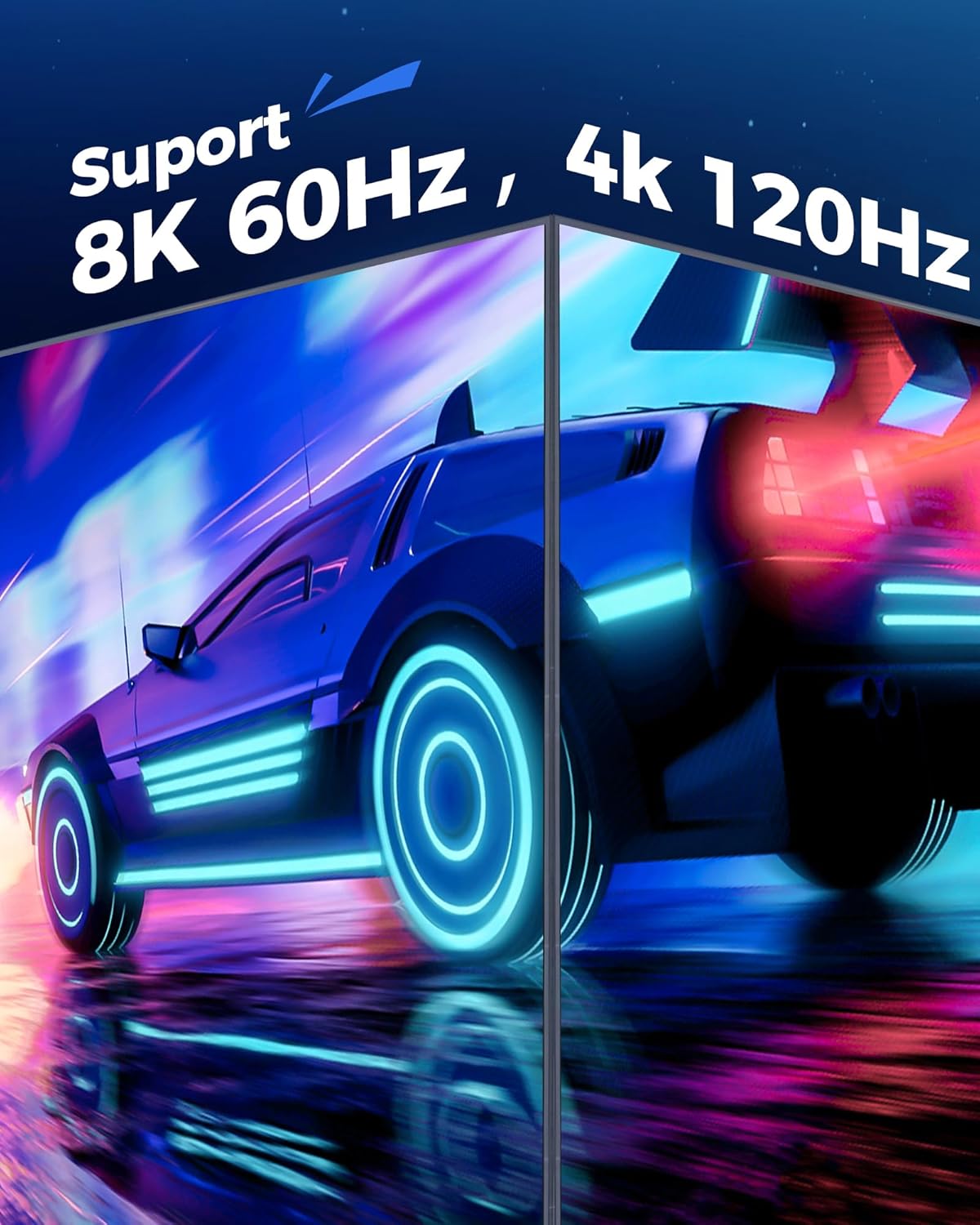 25FT 4K 120hz,8K 60hz,48Gbps 2.3,eARC Cratree HDMI Cable Long - High-Speed HDMI Braided Cord,HDCP - Compatible