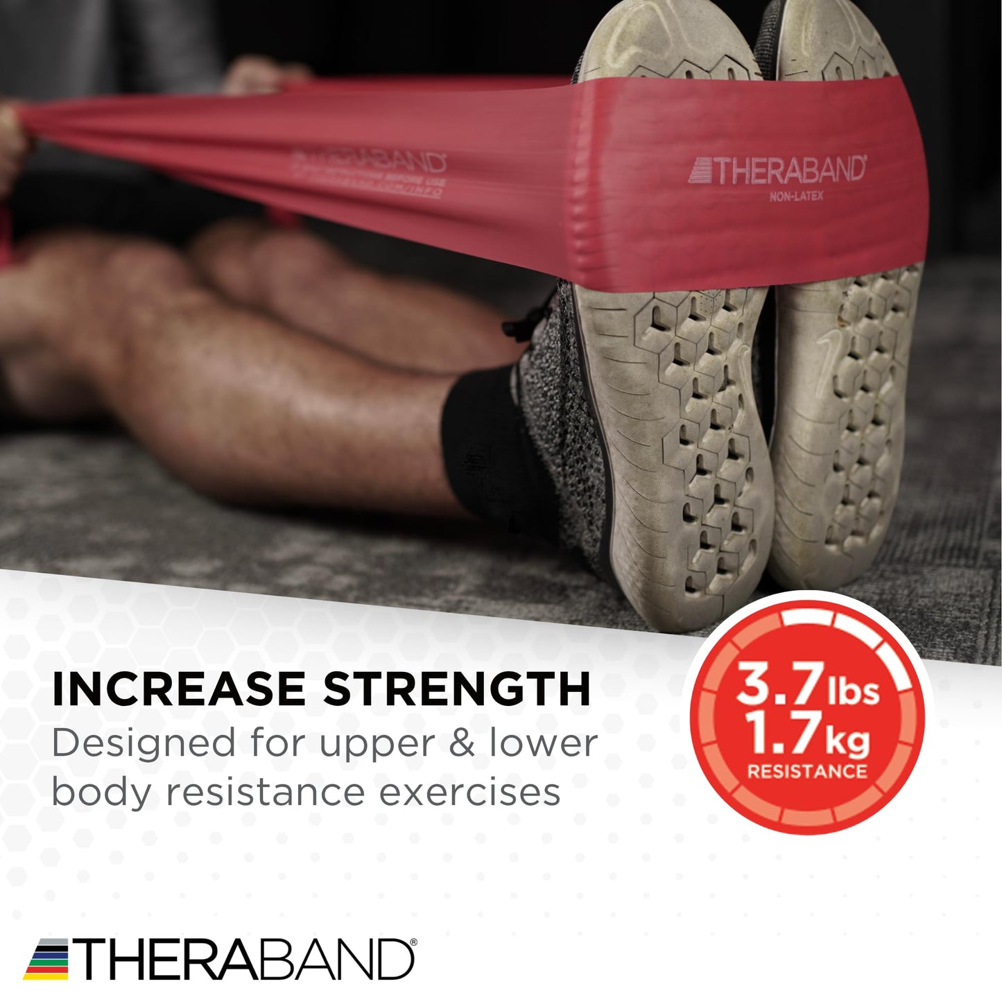 THERABAND Resistance Bands Set, Beginner Kit, Yellow, Red, Green, Non-Latex Elastic Bands for Exercise & Physical Therapy, Strength Training for Upper & Lower Body Fitness