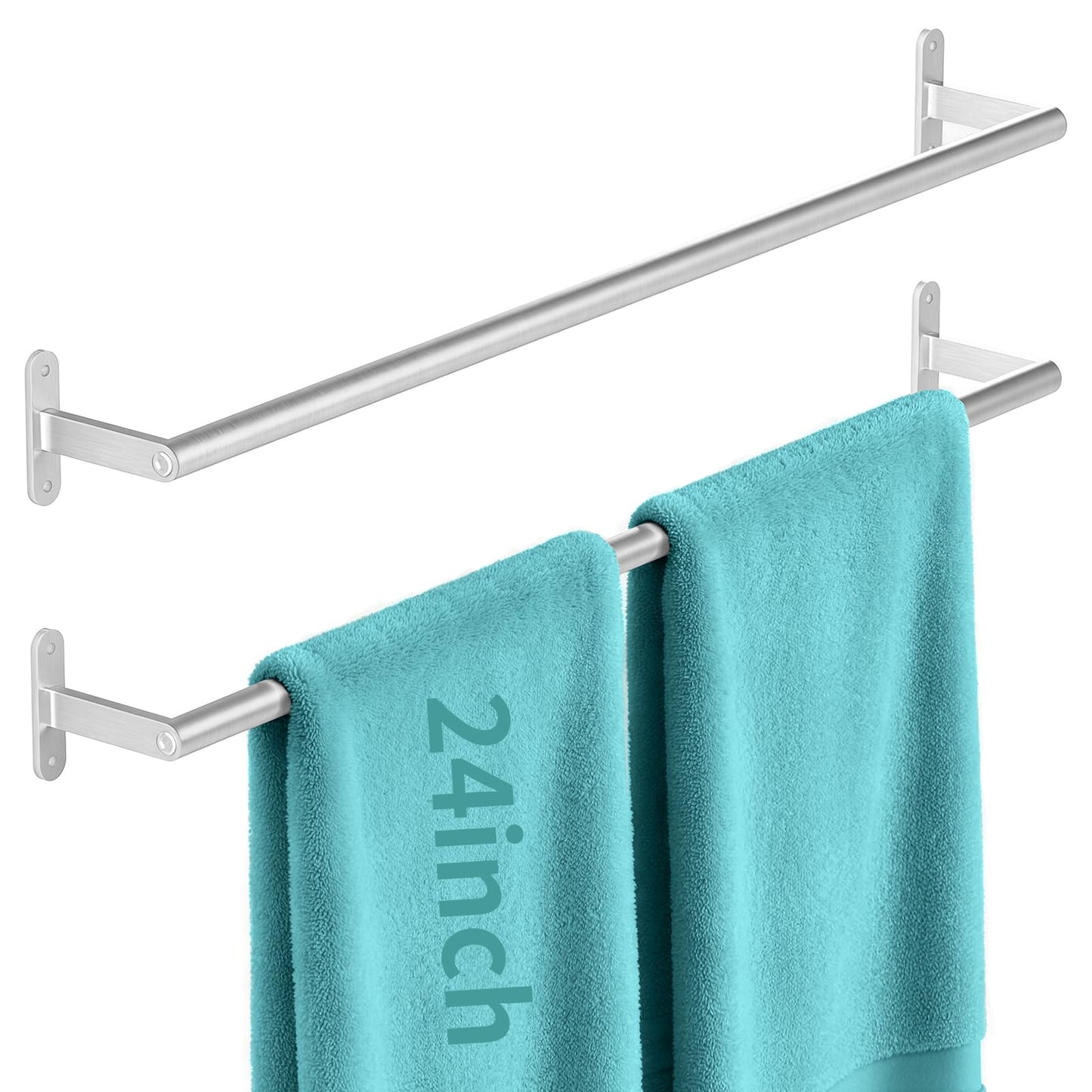 2-Pack Brushed Nickel Bathroom Towel Bar, 24-Inch Towel Racks for Bathroom Wall Mounted, Heavy Duty Towel Rod Holder Mordern Home Decor