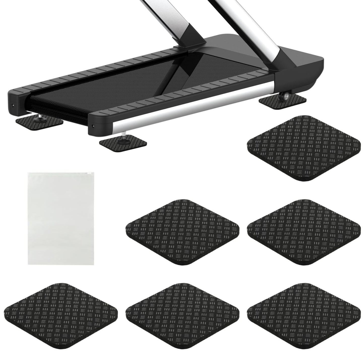 6Pcs Treadmill Mat Pads, Anti Vibration Mat for Treadmill, Washing Machine Pads, Shock Absorbing Bases for Stationery Bike, Home Gym Station, Include Storage Bag