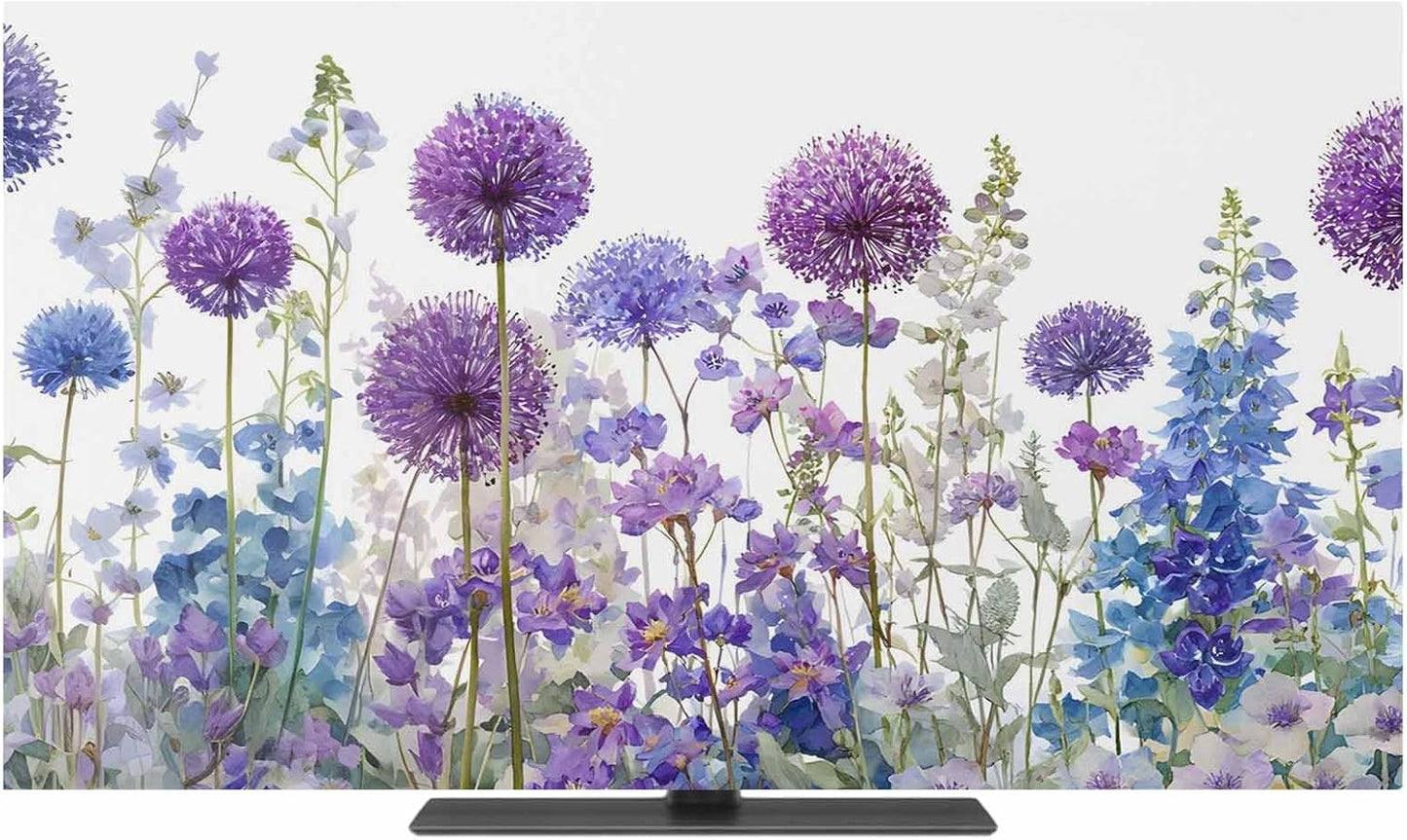 Trosturdspn 55 Inch Watercolor Floral Indoor TV Cover LCD TV Screen Protector Stretchable Television Dust Cover Spring