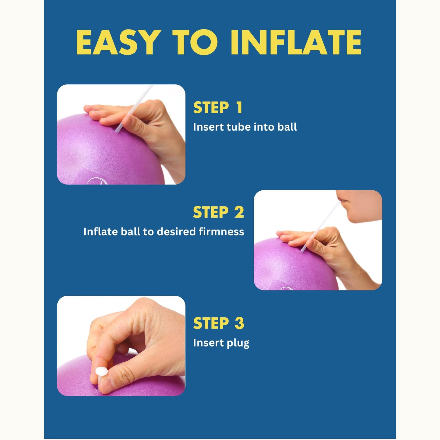 ProBody Pilates Small Exercise Ball - 9 Inch Workout Ball for Stability, Barre, Yoga, Core & Physical Therapy, Home Gym & Office Use (Blue)