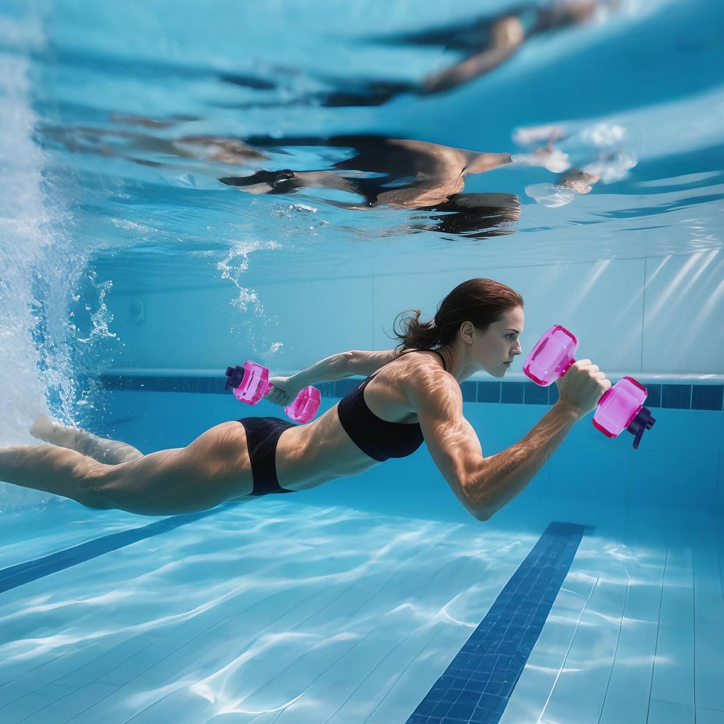 SIXRARI 2 PCS Water Weights for Pool Exercise – Upgraded Non-Slip PE Water Dumbbells, Adjustable Aqua Fitness Aerobics Equipment for Arm Toning, Aqua Therapy & Home Workouts (Red)