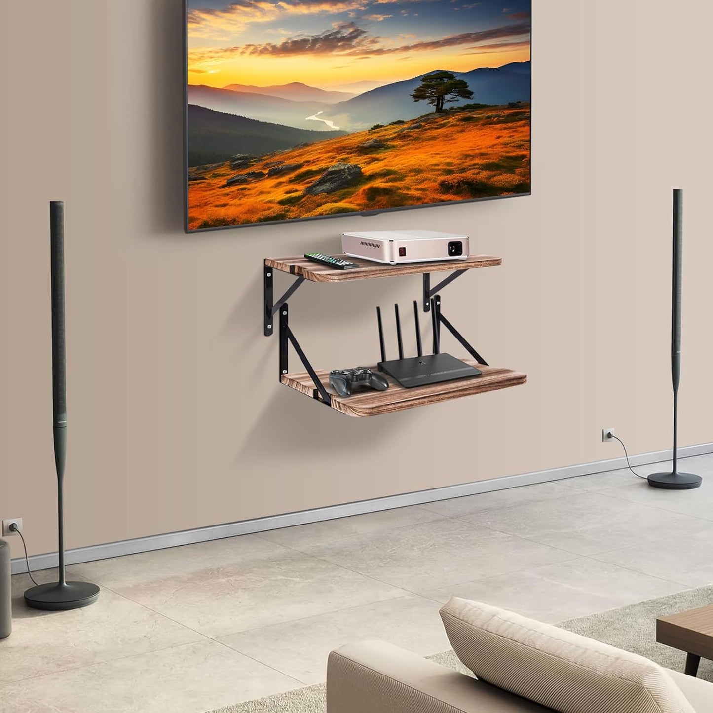 Shelf,16.2" 11"(L*W),Projector PS5 PS4 SS2 Projector x Wall Mount Floating Shelf,Projector Mount,Deep Shelves