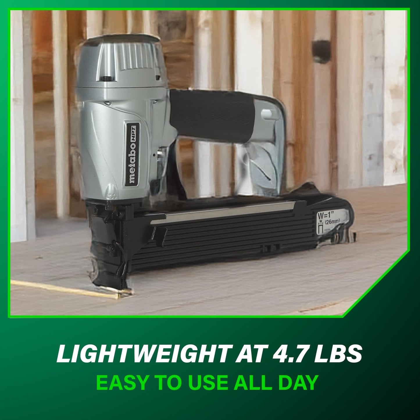 Metabo HPT Wide Crown Stapler, Pro-Preferred Pneumatic Power Nailers, Lathing Tool for Sheathing & Insulation, Quick Response, 16 Gauge, Up to 150 1" Wide Crown Staples, Length 1" to 2", N5024A2